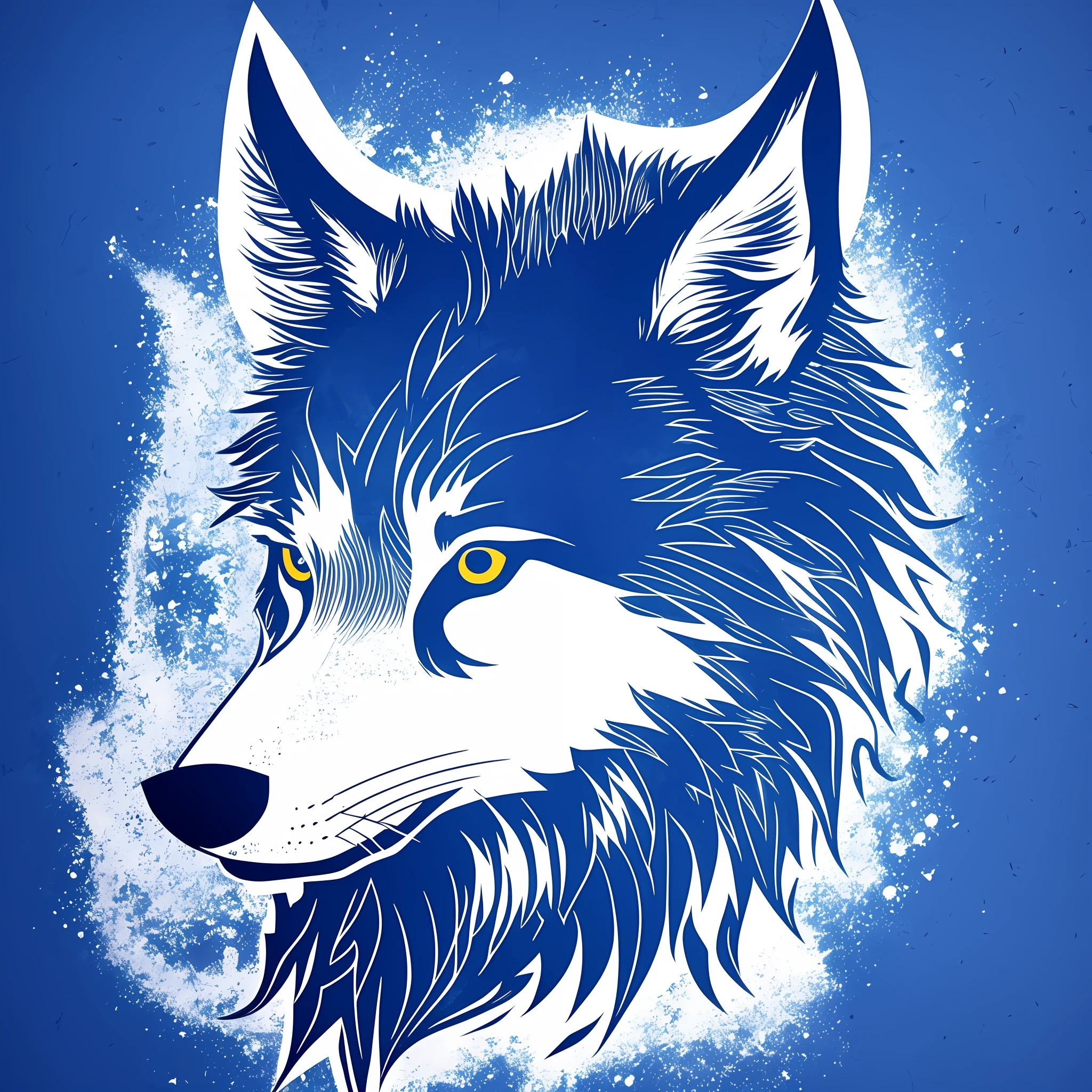 Logo with TEAM WOLVES writing, wolf line art logo, black and dark blue background, bright blue, minimal and solid — WOLVES --auto --s2
