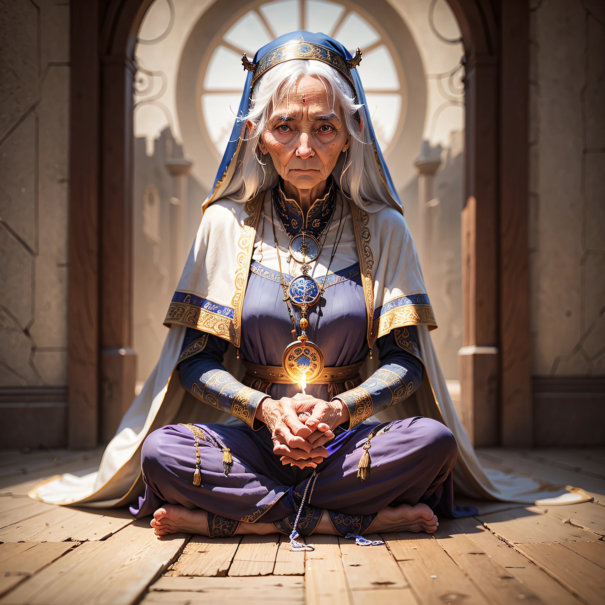 Priestess, mystic, old 60 years, spiritual. No elements in the background. --auto --s2