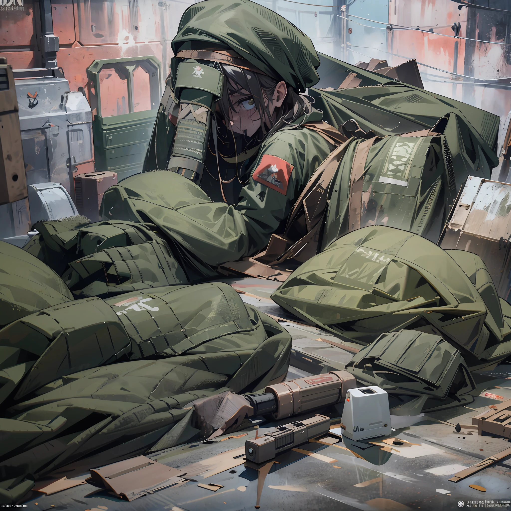Create a shed full of military clothing and equipment. Zombie apocalypse. Ultra realistic 8K --auto --s2