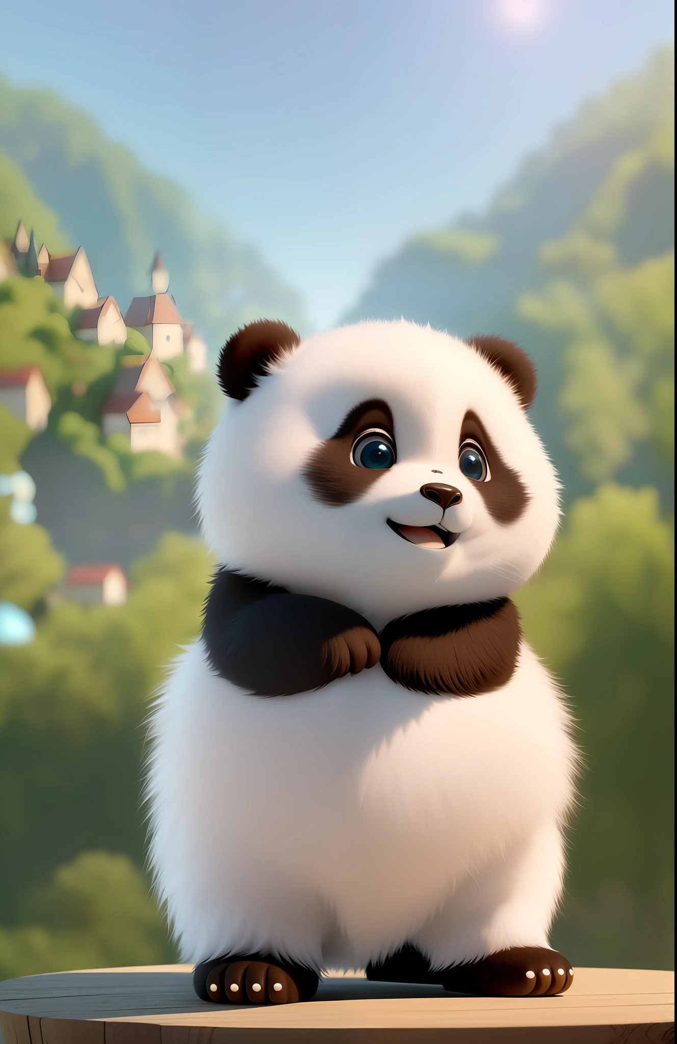 (masterpiece), (best quality), (ultra-detailed), (full body:1.2), Super cute, Baby, Pixar, Baby panda in pajamas, Big bright eyes, Fluffy, Smile, Delicate and fine, Fairy tales, Incredibly high detailed, Pixar style, Bright color palette, Natural light, Simple background with pure color, Octane render, Trending on Artstation, Gorgeous, Ultra wide angle, 8k, HD, Realistic