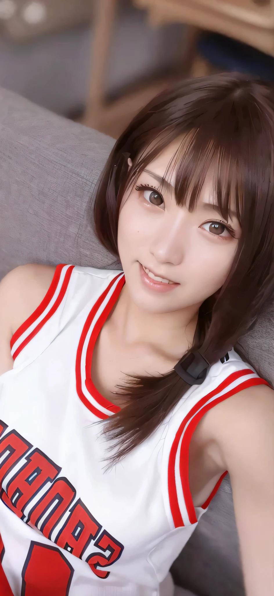 Close-up of a woman in uniform, wearing a basketball shirt, Yoshitomo Nara, cute thin face of a girl, Sakimi Chen, Chiho, an anime girl in real life, a beautiful Japanese girl face, Chen Xintong, a Chinese girl, Tokuyami Kojima, Li Zixin
