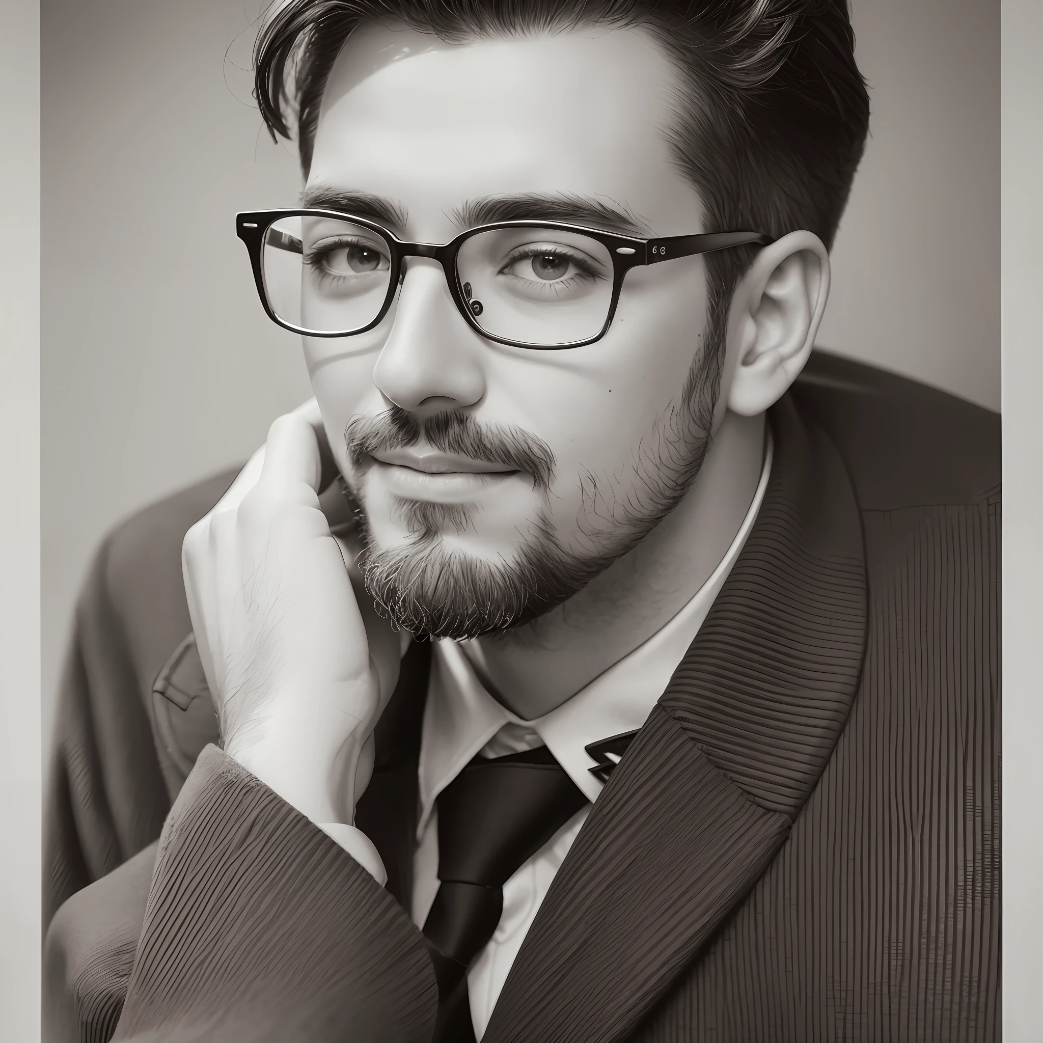 A male photographer with glasses, 8k, masterpiece, --auto --s2