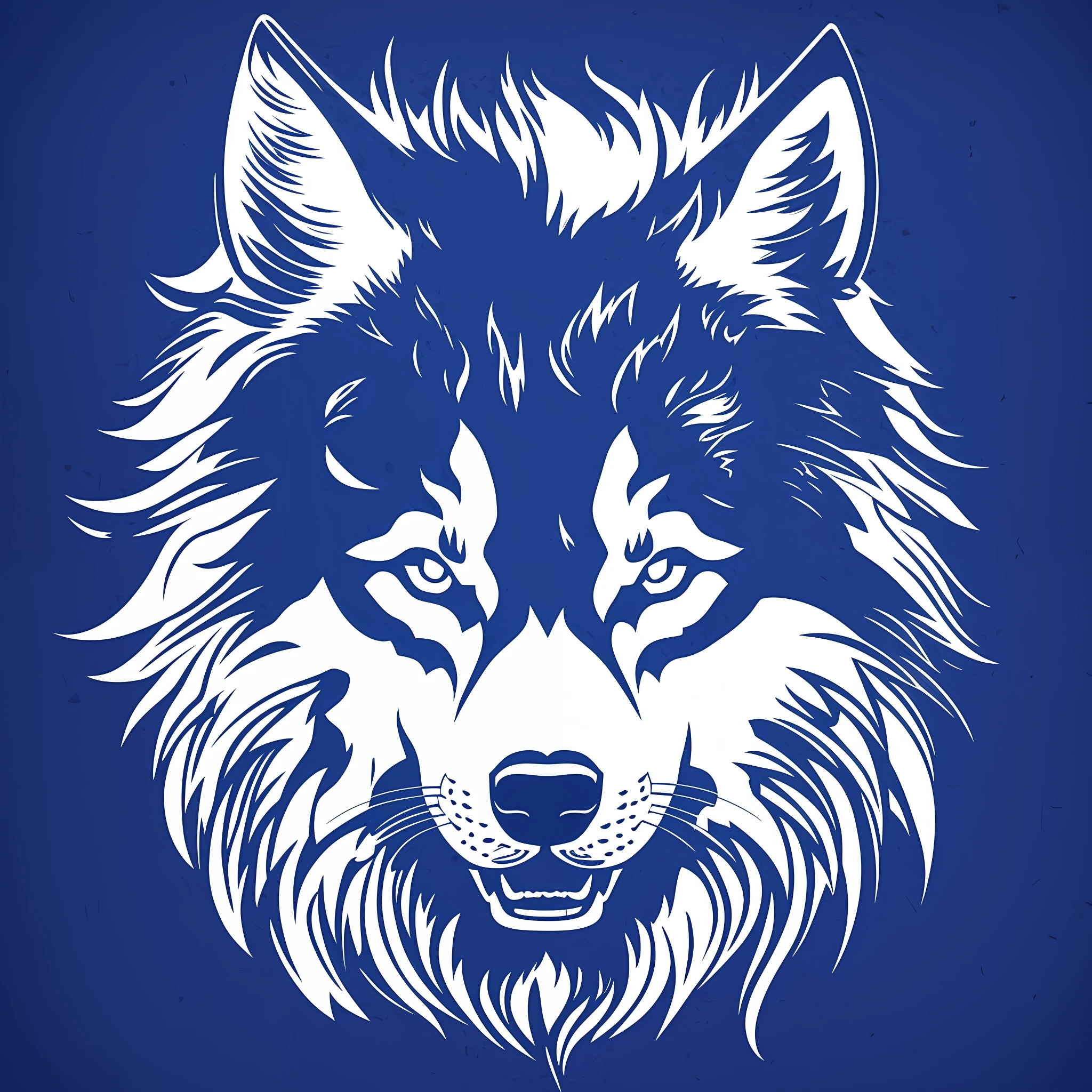 Logo with TEAM WOLVES writing, wolf line art logo, black and dark blue background, bright blue, minimal and solid — WOLVES --auto --s2