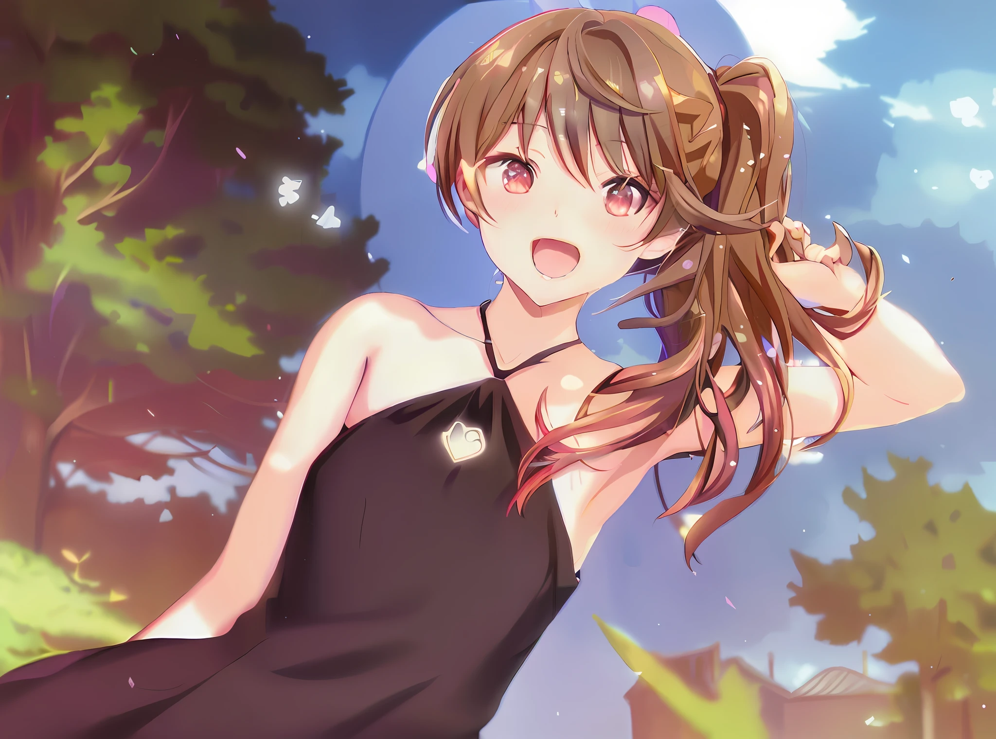 anime girl with long hair and a black dress posing for a picture, sayori, anime visual of a cute girl, anime moe artstyle, loli in dress, anime girl wearing a black dress, pretty anime girl, (anime girl), cute anime girl, cute anime waifu in a nice dress, attractive anime girl, beautiful anime girl, rin, smooth anime cg art