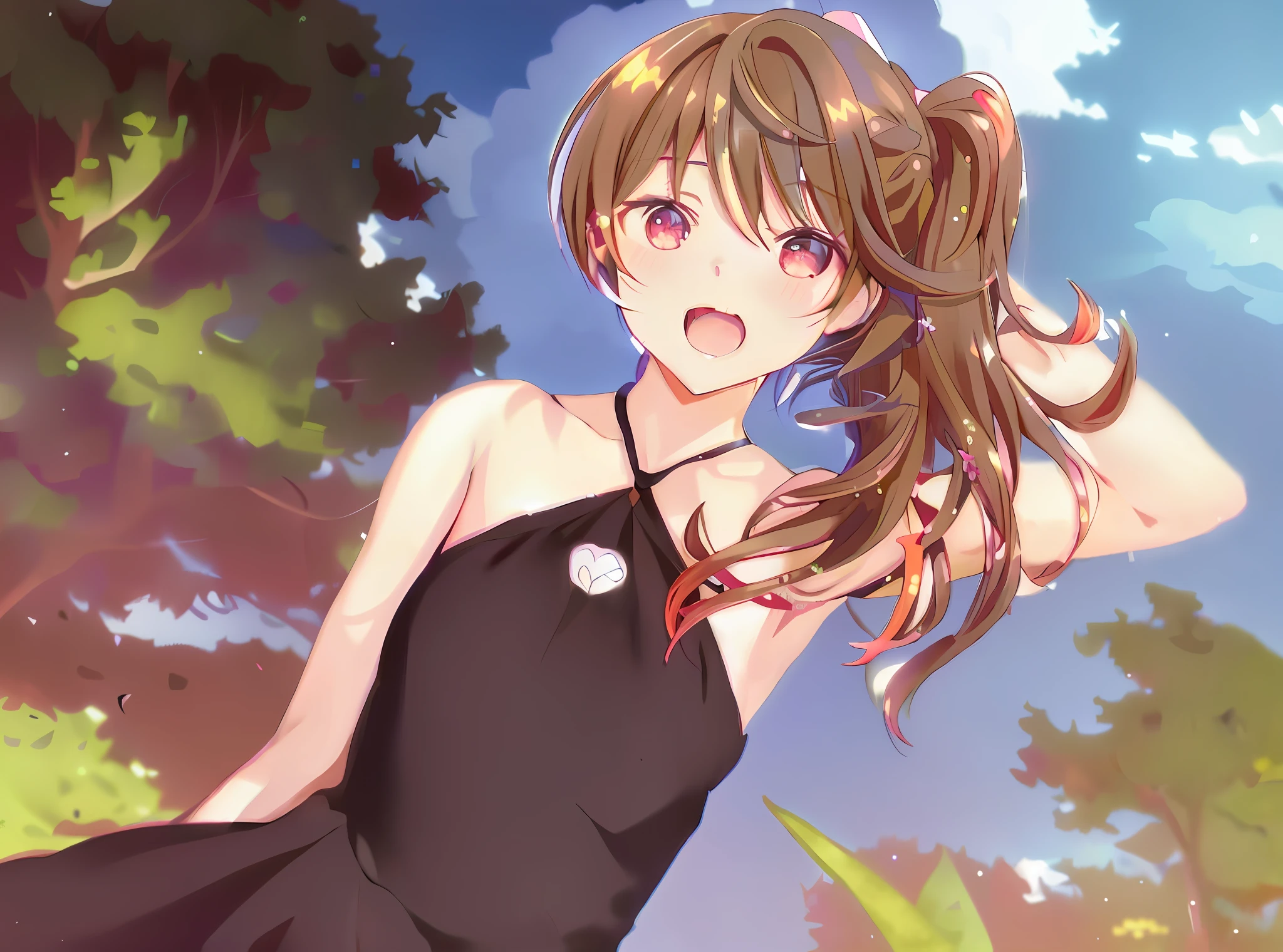 anime girl with long hair and a black dress posing for a picture, sayori, anime visual of a cute girl, anime moe artstyle, loli in dress, anime girl wearing a black dress, pretty anime girl, (anime girl), cute anime girl, cute anime waifu in a nice dress, attractive anime girl, beautiful anime girl, rin, smooth anime cg art
