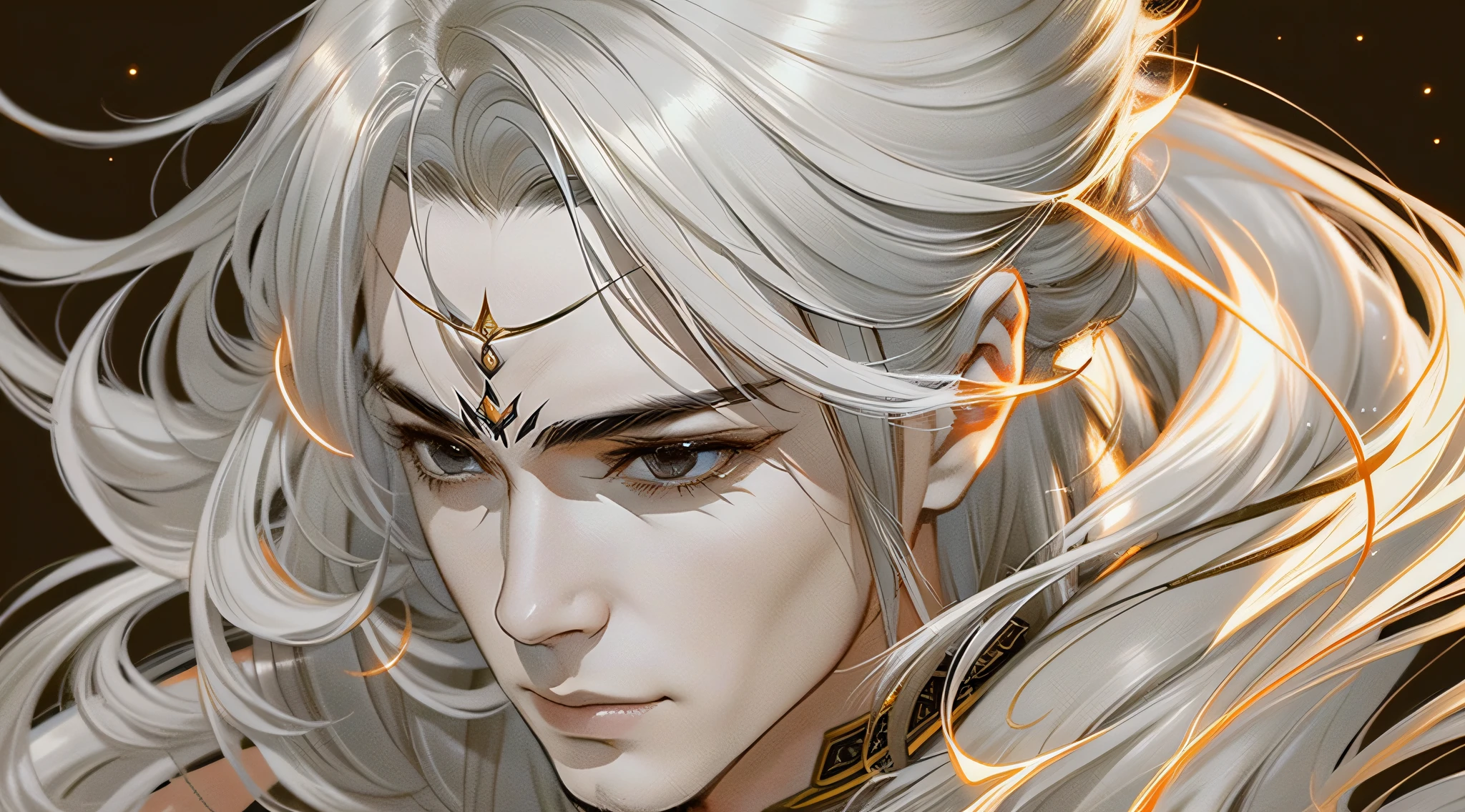 A handsome man in ancient China, sharp eyes, clear facial features, wearing Hanfu, fighting, mysterious temperament, clear face, beautiful eyes, masterpiece, super detailed, epic composition, super HD, high quality, highest quality, 32k
