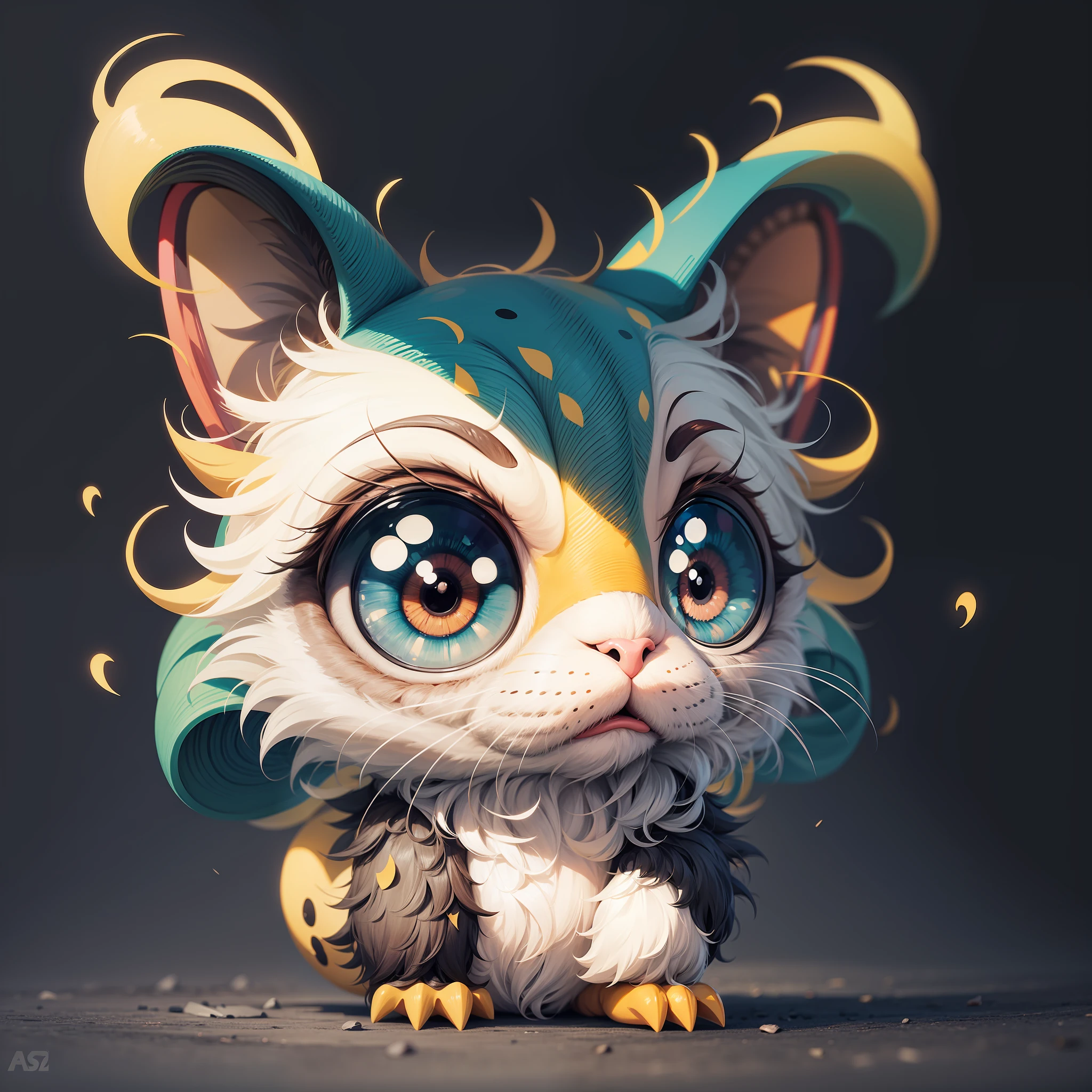 Sticker of cute cartoon surrealistic animal, vector style, simple background, focus on object --auto --s2