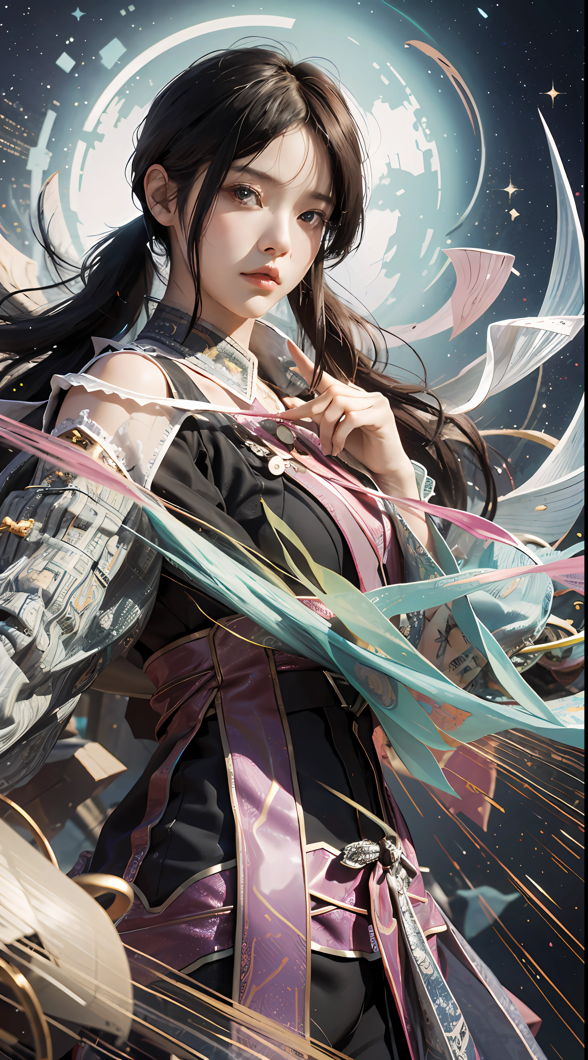 （最佳质量：0.8）， （最佳质量：0.8）， 完美Full Length Shot,fantasy, colorful, stylish,
complex, messy, hyper-detailed, character concept
art, 18 yo handsome boy, beautiful face, ultra-
detailed face, full length body, twinkling and
dazzling and sparkling, dynamic angle, high sense
illustration, masterpiece, 8k wallpaper, perfect
surreal composition, best quality --ar 3:4 --s 400