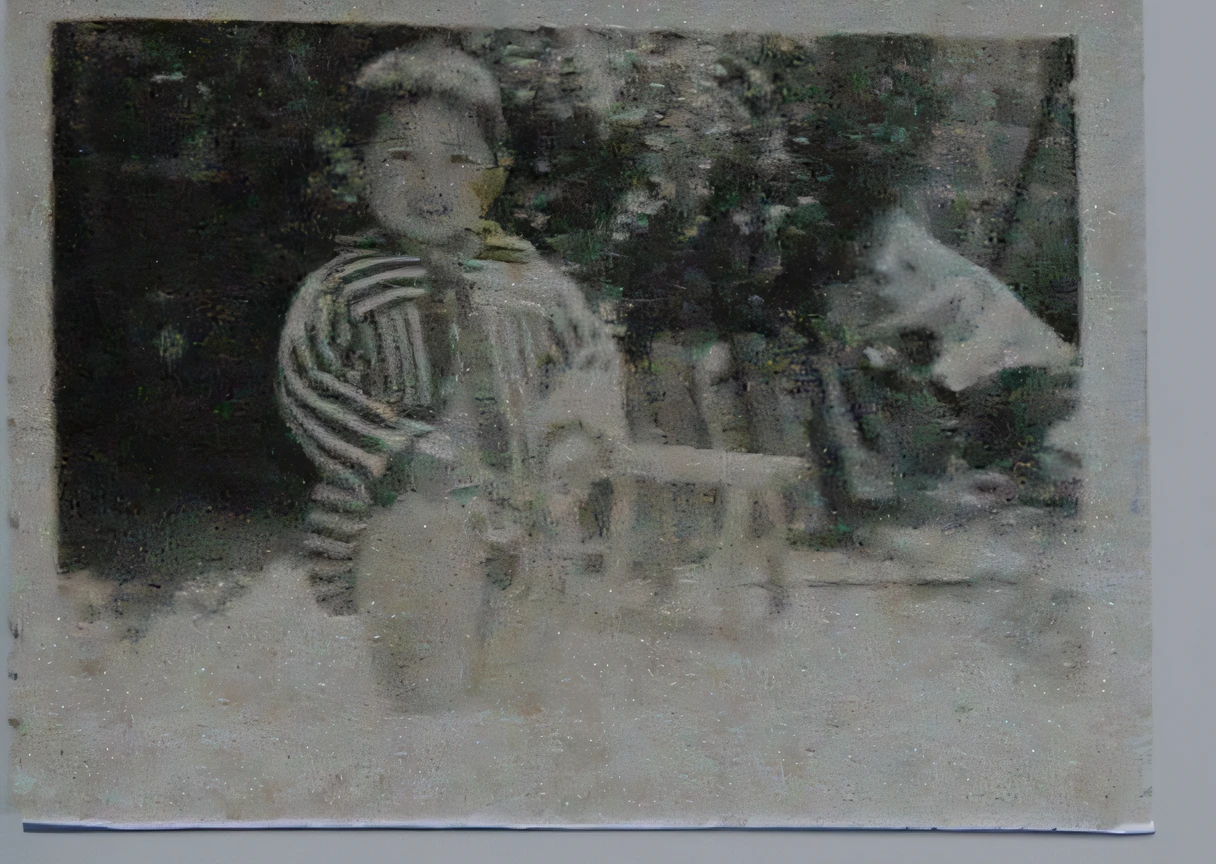 Photo of a young boy in a striped shirt holding a glass, HD black and white photo