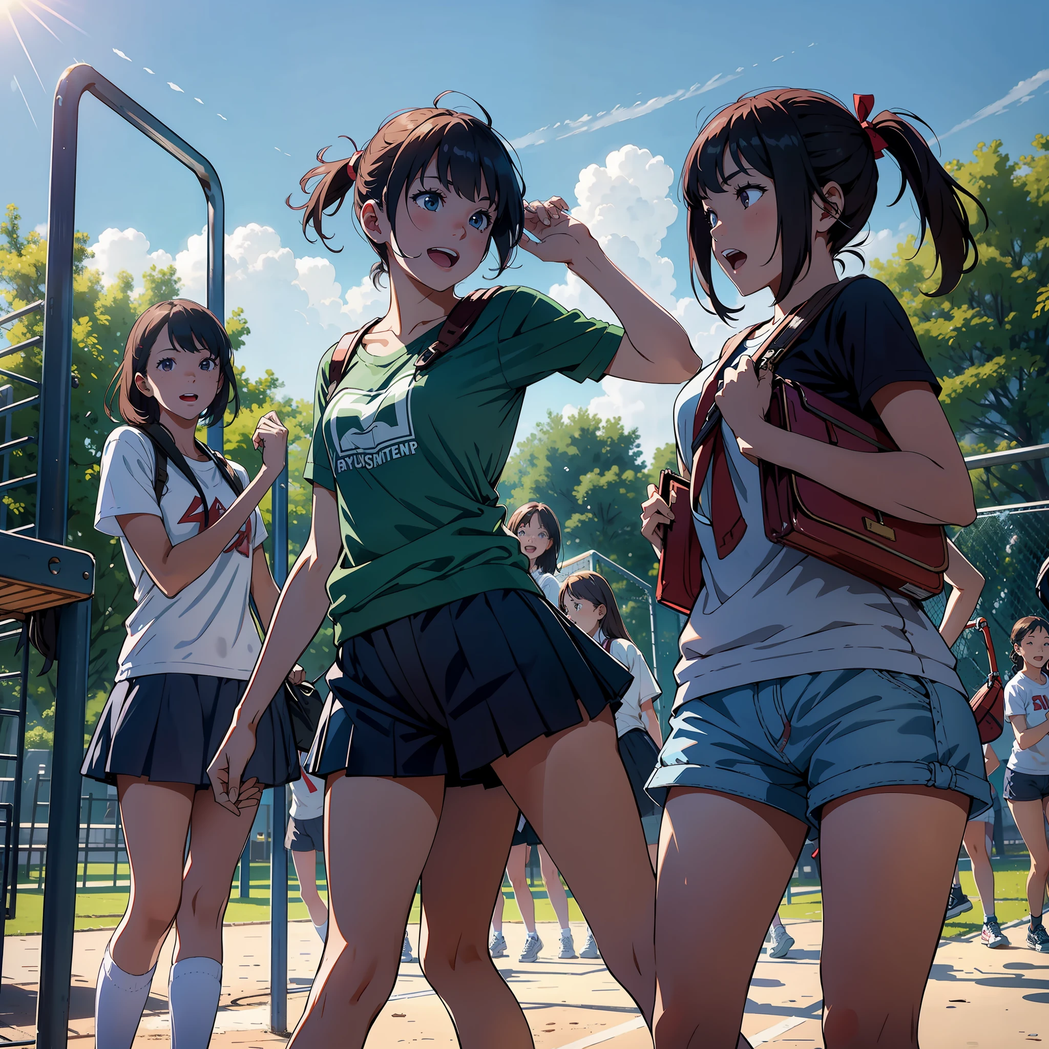 A group of students were playing and having fun in the playground