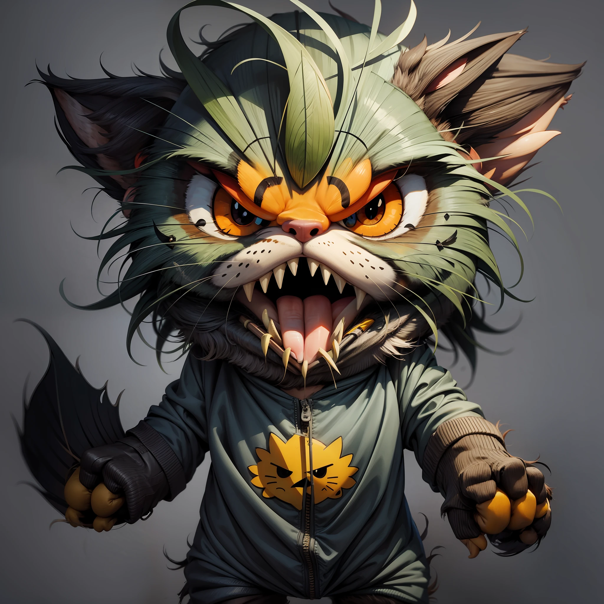 STICKER, angry cartoonish animal,boots in feet, simple background