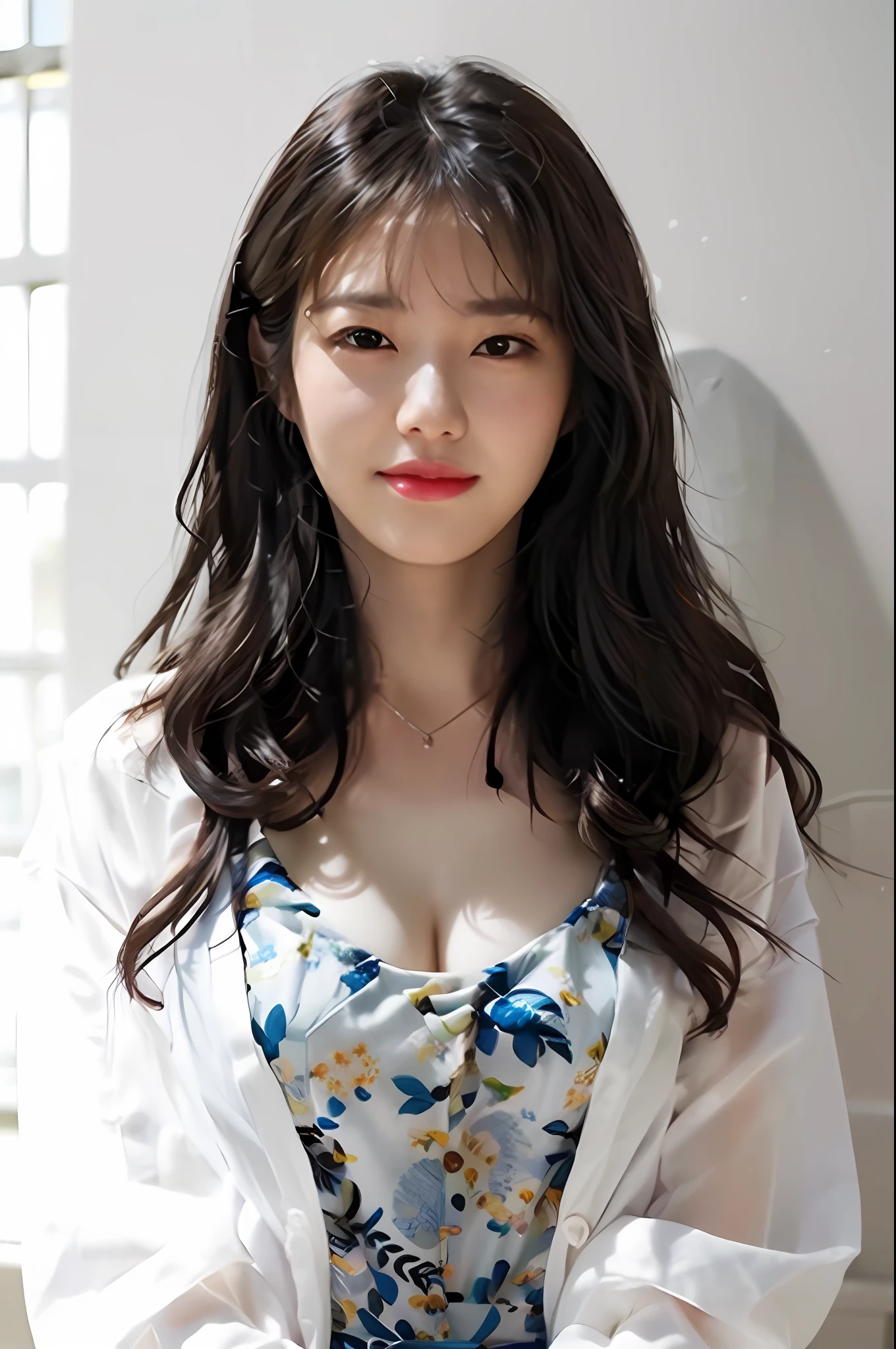 a close up of a woman in a white shirt and blue dress, jinyoung shin, jaeyeon nam, lee ji-eun, lee ji - eun, heonhwa choe, korean girl, beautiful south korean woman, beautiful young korean woman, bae suzy, gorgeous young korean woman, hwang se - on, sakimichan, seseon yoon