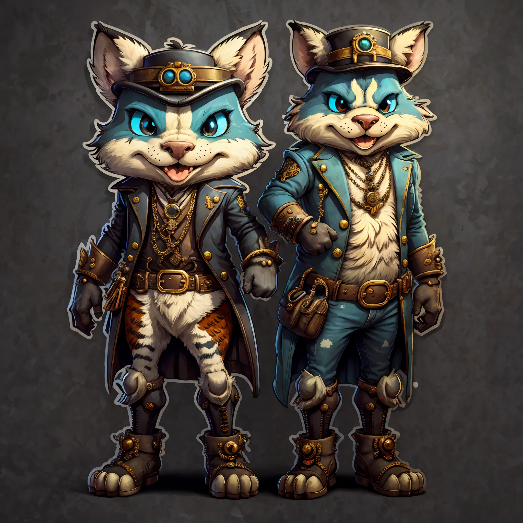 STICKER, full body evil cartoonish steampunk animal