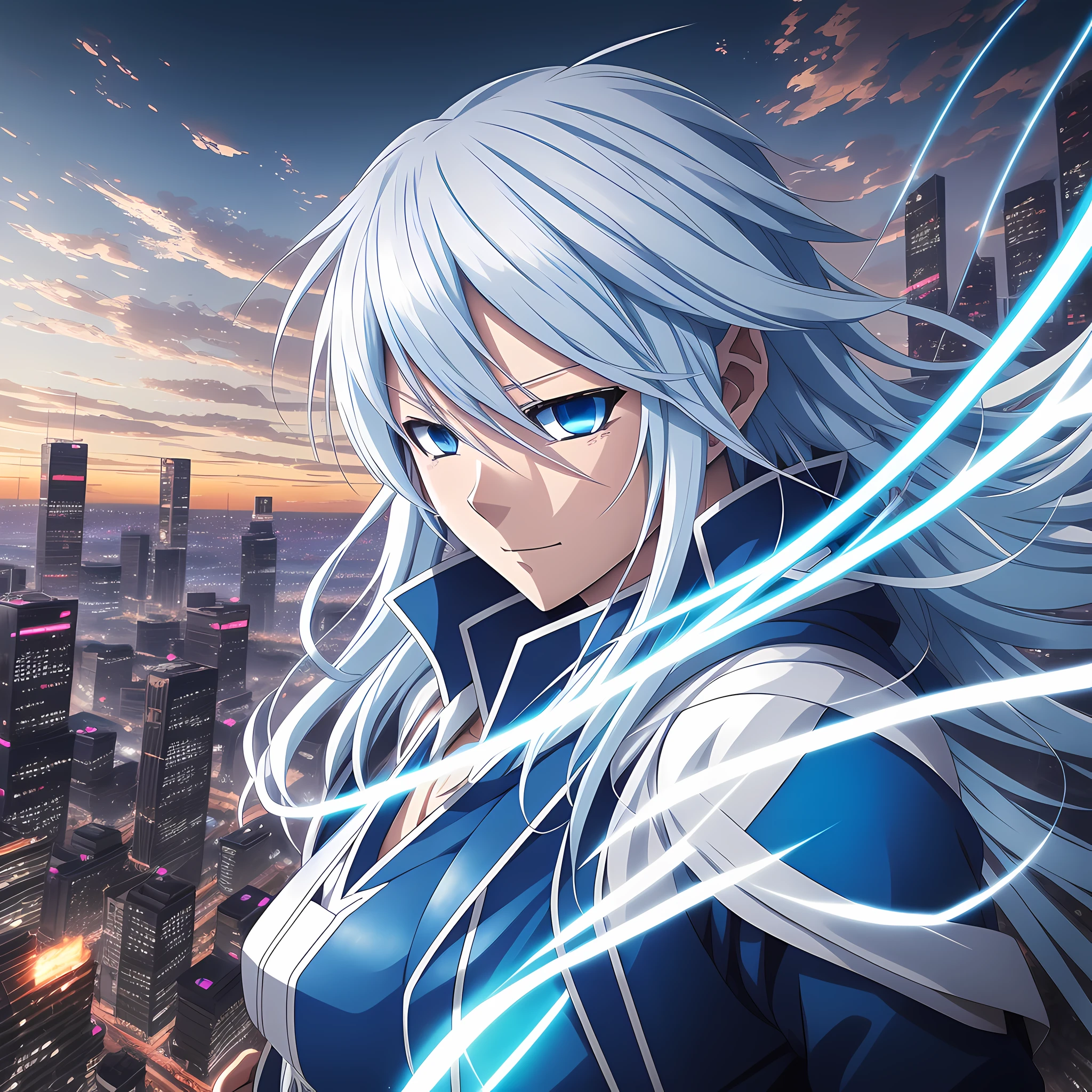 Anime characters in blue costumes and white hair through the city, super instinctive, epic anime of energy people, this character has Frozen Movement, Kami Hirase, Electrician Full Portrait, Blue Flame Power, Badass Anime 8 K, Anime Epic Art Works, Advanced Digital Anime Art, Yang J, Koqing from Genshin Impact, Anime characters in blue costumes and white hair through the city, concept art of Yang J, pixiv competition winner, concept art, super instinct, epic anime of energy people, This character features a complete portrait of Frozen Movement, Hirase Kanayao, Electrician, Blue Flame Power, Badass Anime 8 K, Anime Epic Artwork --auto --s2