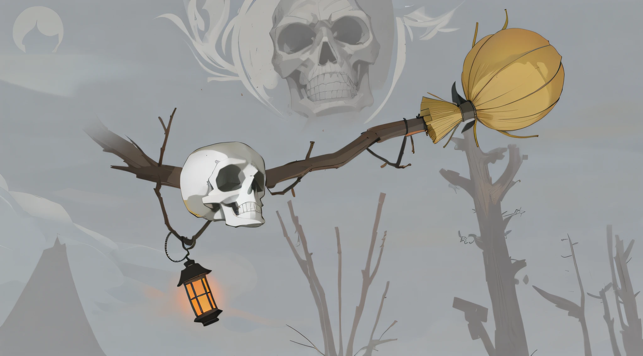 Brooms, lanterns, skulls,