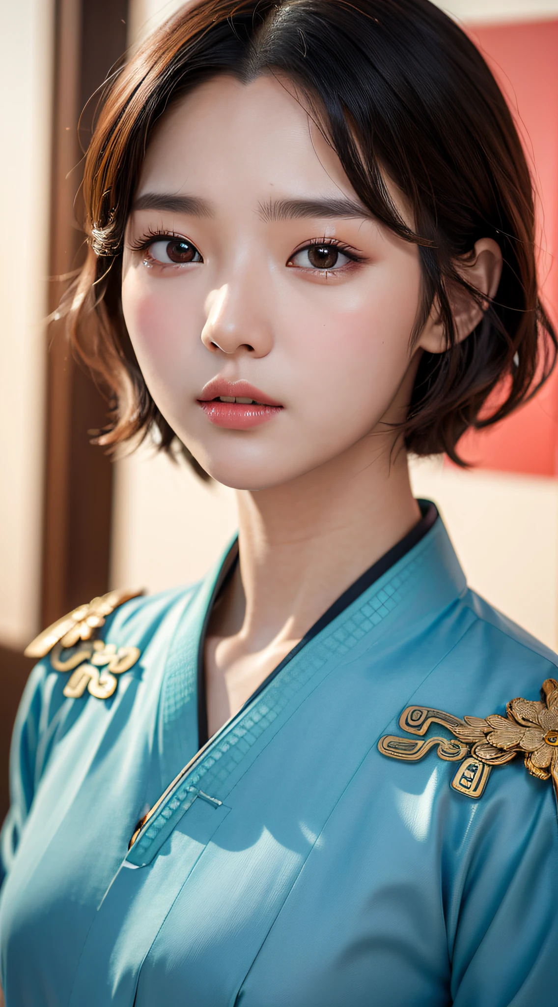 (gyeongsan:1.5), close up, masterpiece, best quality, raw photo, photorealistic, face, incredibly absurdres, beautiful girl, cute, short hair, depth of field, highres, ultra-detailed, finely detail, extremely detailed, extremely detailed eyes and face, sharp pupils, realistic pupils, sharp focus, ccinematic lighting