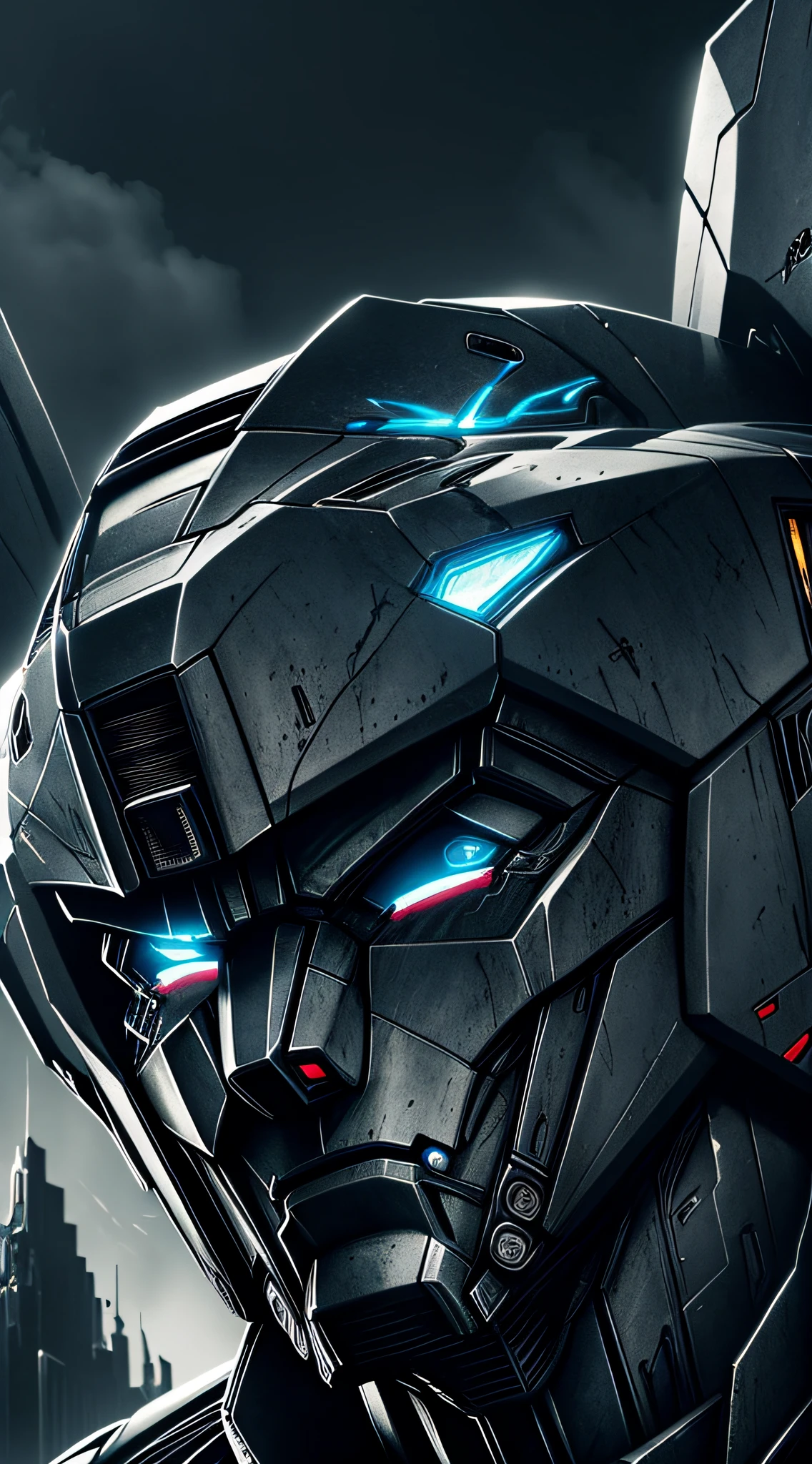 Masterpiece, best picture quality, (Transformers), (Autobot Phantom), (Very detailed 8K wallpaper), (Best quality), (Best photo), (Best shadow), Dark Night, Dark Night, Gloomy tones, highlights close-up of Autobot Phantom
