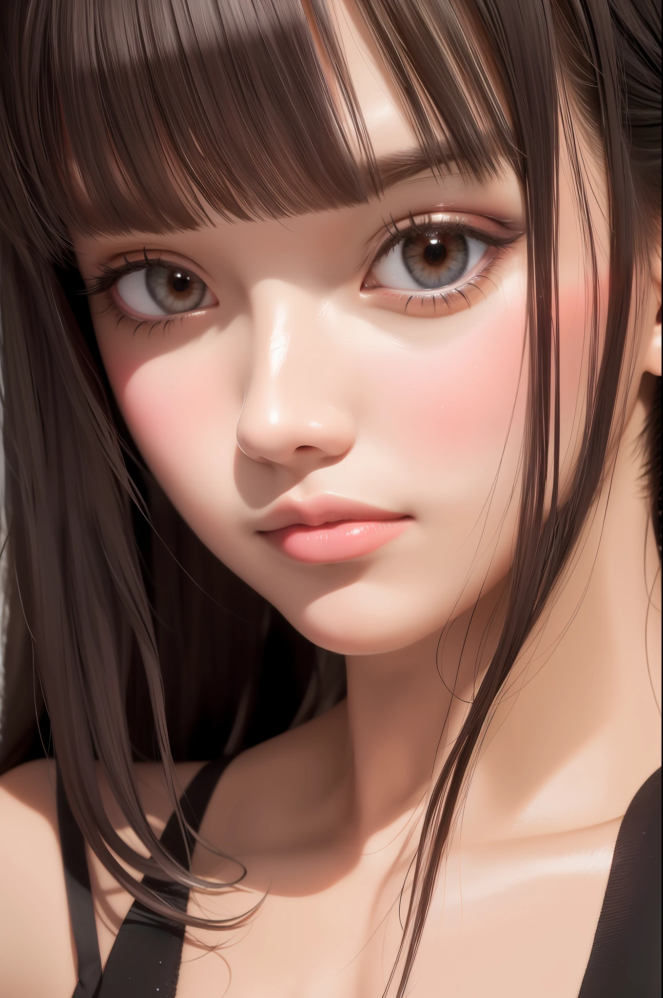 top quality, masterpiece, (realism: 5.0), girl one, black hair, brown eyes, frontal, detailed face, beautiful eyes, urban