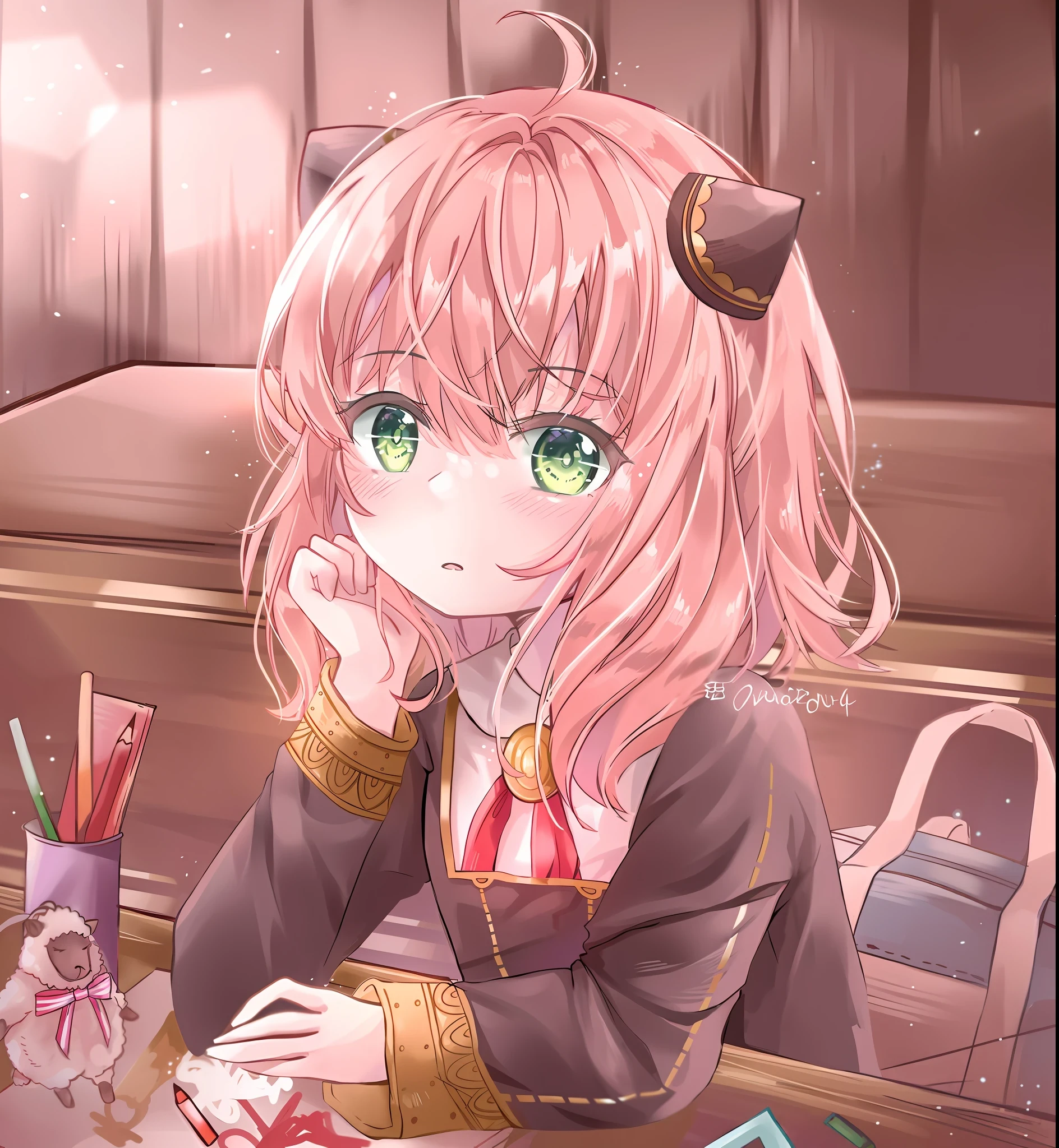 anime girl sitting at a table with a cup of coffee, anime moe artstyle, cute anime catgirl, cute anime girl, kawaii realistic portrait, beautiful anime catgirl, anime style portrait, anime girl with cat ears, cute anime girl portrait, cute anime girl portraits, very beautiful anime cat girl, realistic anime artstyle, soft anime illustration