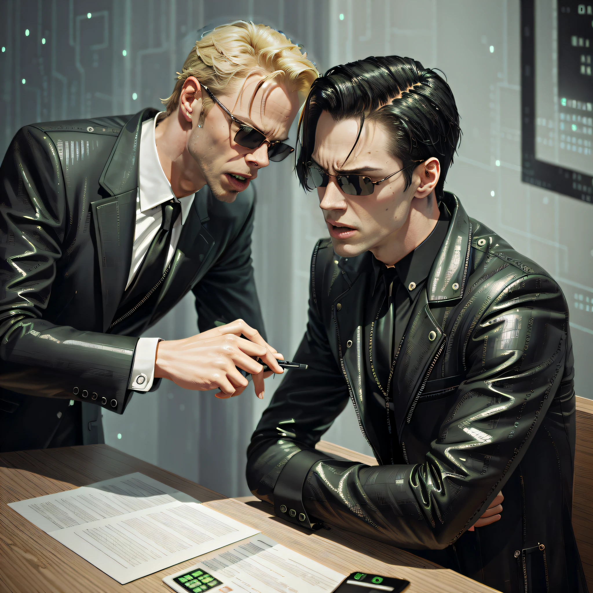 (neo from the matix) face, ((neo from matrix face)), the matrix (1999), sunglasses, night, 80mm, ((western animation)), (short hair), (((young))), (((shaved)))