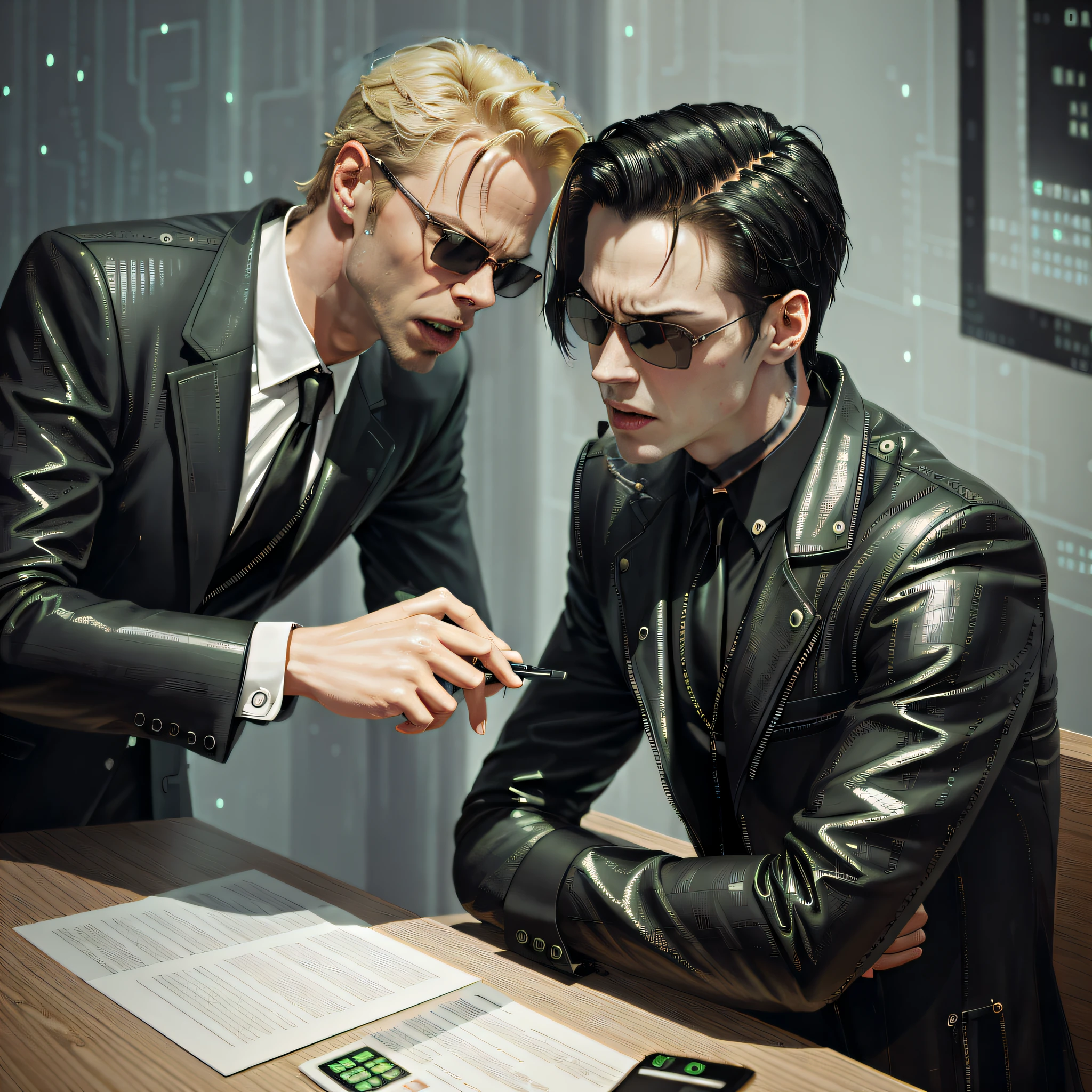 (neo from the matix) face, ((neo from matrix face)), the matrix (1999), sunglasses, night, 80mm, ((western animation)), (short hair), (((young))), (((shaved)))