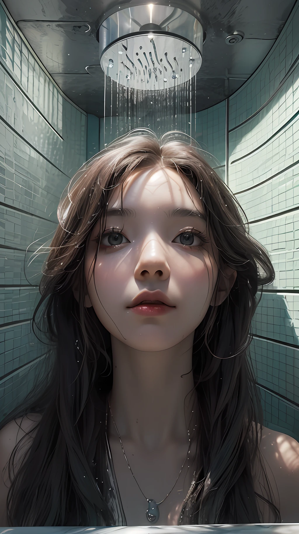 A woman in a surreal bathroom. Her body was drenched by the flow of the shower head, and the rain flowed down her body, forming a graceful arc. The woman's face was expressionless, as if cut off from the outside world, while her eyes revealed a mysterious and transcendent light.

The walls and floors of the bathroom are depicted in a surreal way. The patterns and graphics on the walls are intertwined, and the different shades of color are intertwined to create a fantastical effect. On the ground is a huge illusory whirlpool, like a portal to another dimension, which involuntarily reminds people of fantasy stories and legends.

The objects around the woman are also full of surreal atmosphere. The bathtub has a peculiar shape, its shape and color are completely different from traditional bathtubs. Various items in the bathroom, such as towels, buckets, soap, etc., also take on an unusual appearance, strongly highlighting the surreal nature of the bathroom.

The whole picture is full of mystery and detachment, making people involuntarily immerse themselves in this surreal world. The woman's body and the objects in the bathroom carry an air of mystery, making people feel a magic of another world and a power beyond humans. The picture is both exciting and awe-inspiring, revealing the unique charm of surrealist art. (8K, masterpiece, excellent, unexposed)