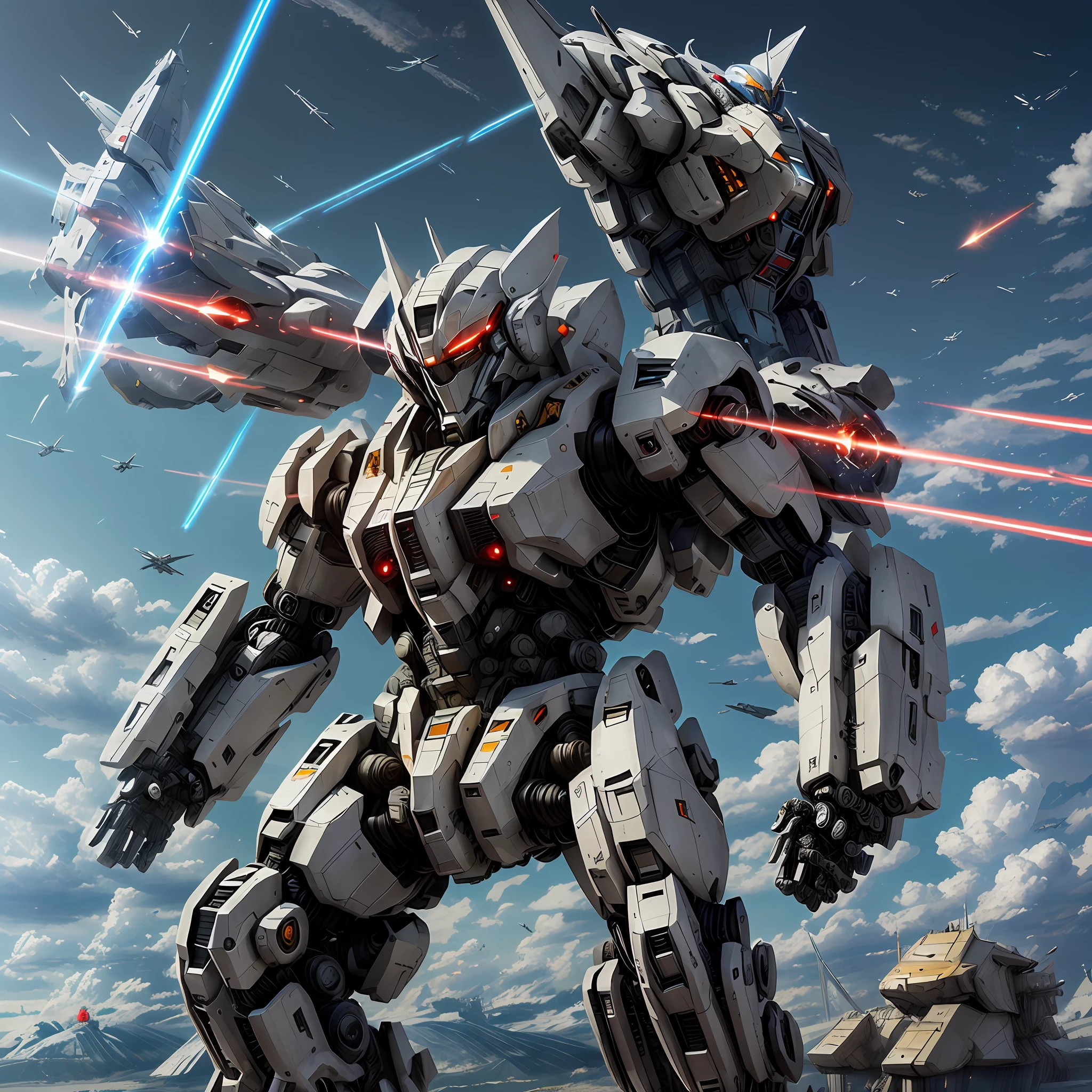 Surrealism, Ray Tracing, Photorealistic, UHD, High Detail, 32k, Best Quality, Textured Skin, Gundam Mecha, Flight, Funnel, Mecha Ship, Masterpiece, Best Quality, Mecha, Unmanned, (Full Body), (Black Mecha: 1.8), (Axisymmetric: 1.4), (HDR), (Movie Light: 1.1), White Eyes, Cool, Science Fiction, Fire, Universe, oversized shield, mecha man overlooking the background of the earth, with laser cannon beams, wars, conflicts, weapons in hand (has a huge weapon: 1.5), --auto --s2