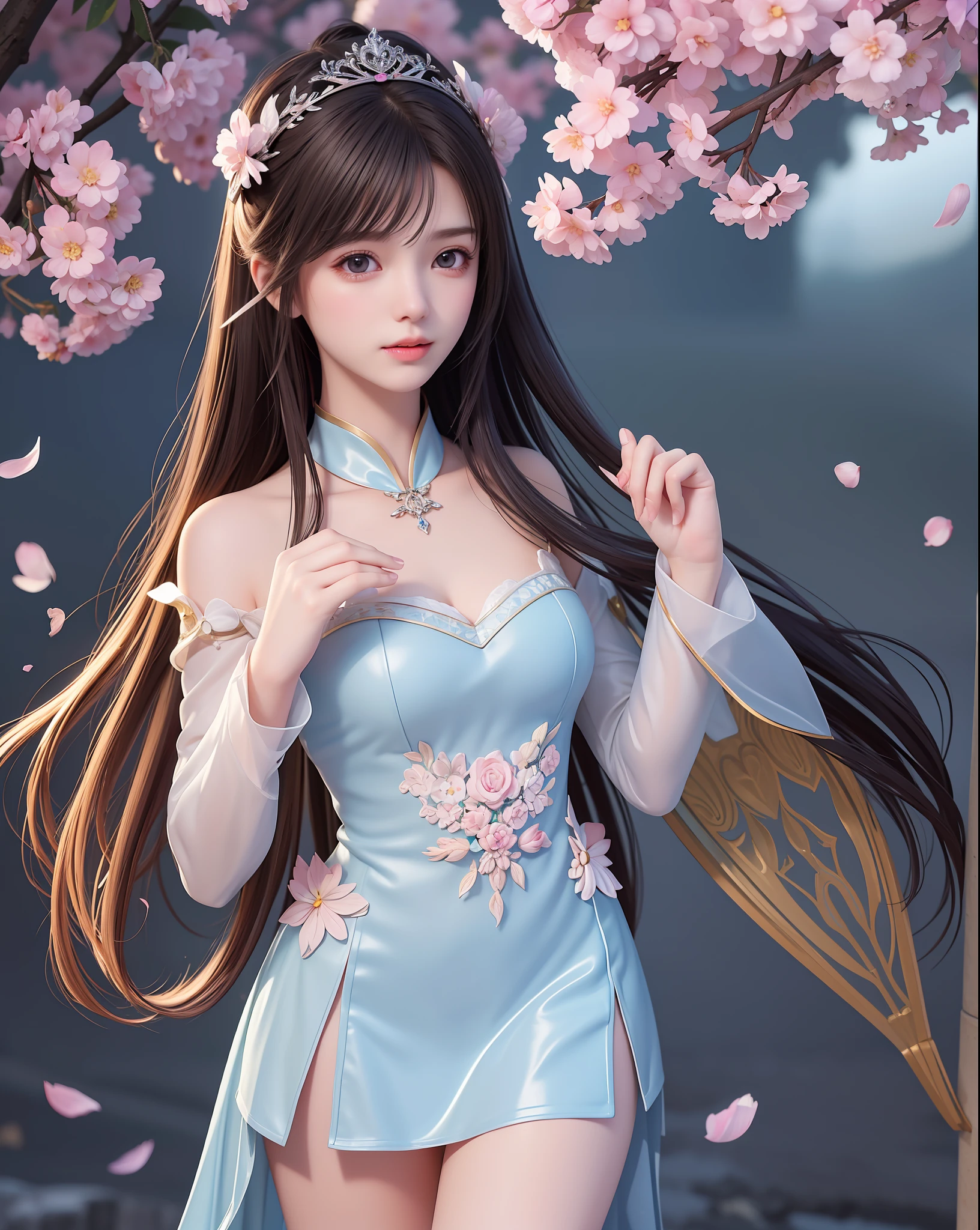(8k, RAW photo:1.2), best quality, ultra high res, dramatic angle, (fluttered detailed color splashes), (illustration), (((1 girl))), (long hair), (rain:0.9), (tiara: 1.4), 30-year-old mech, pink armor, (emphasis), Skirt armor, leather, sexy, color ink painting, (splash color), splash color, ((colorful)), (sketch: 0.8), Masterpiece, best quality, beautiful painted, highly detailed, (denoising:0.6), [splash ink], ((ink refraction)), (beautiful detailed sky), moon, highly, detailed, (masterpiece, best quality, extremely detailed) CG unity 8k wallpaper, masterpiece, best quality, super detailed), (garlic), flower petals flying in the background, hands tied behind the back