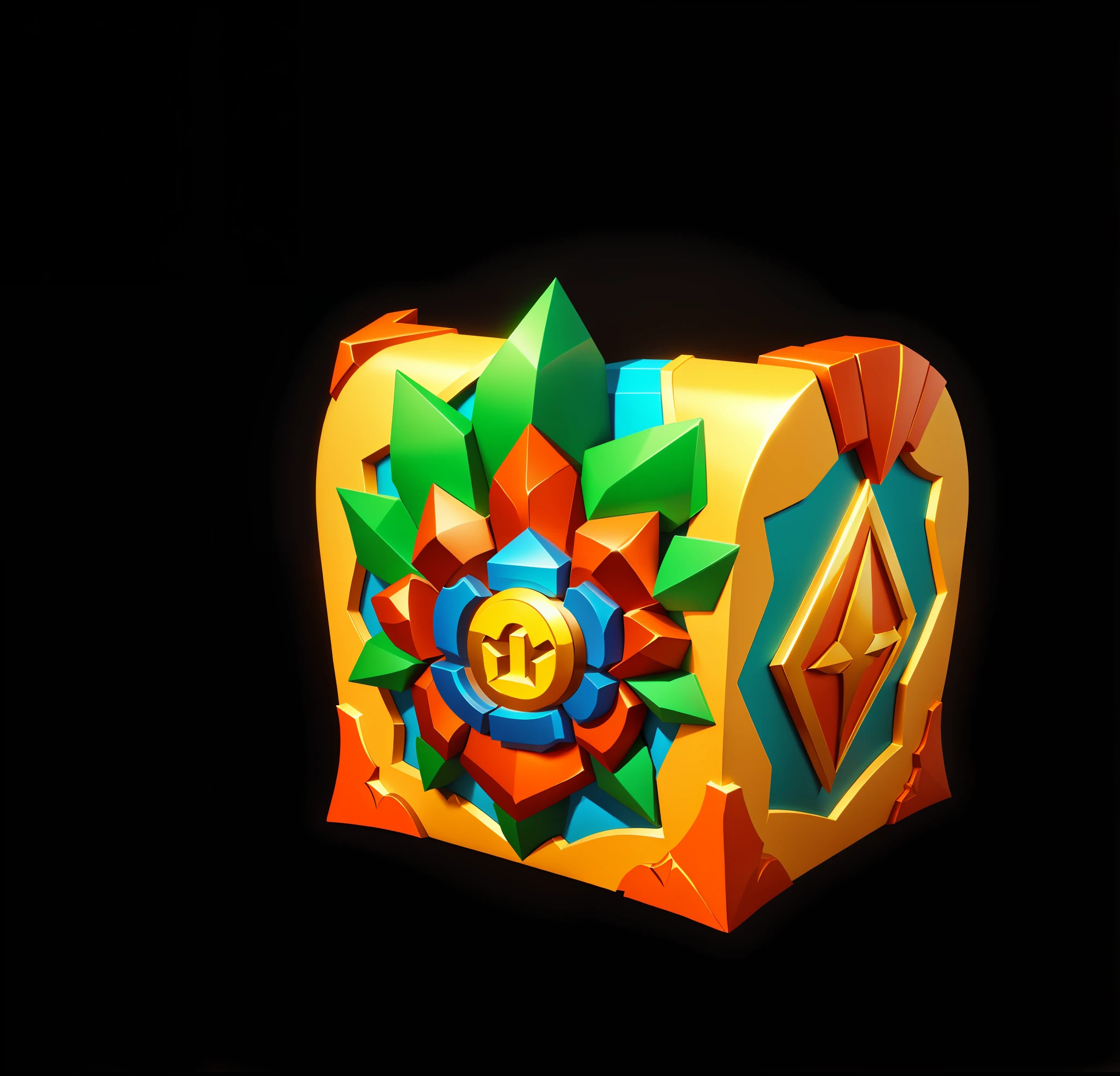 Treasure chest, clean design style, 3 D icons for mobile games, game icon assets, game assets, game icon stylization, treasure artifacts, stylized 3 D, stylized art, game UI asset design, stylized painting, 3D game objects