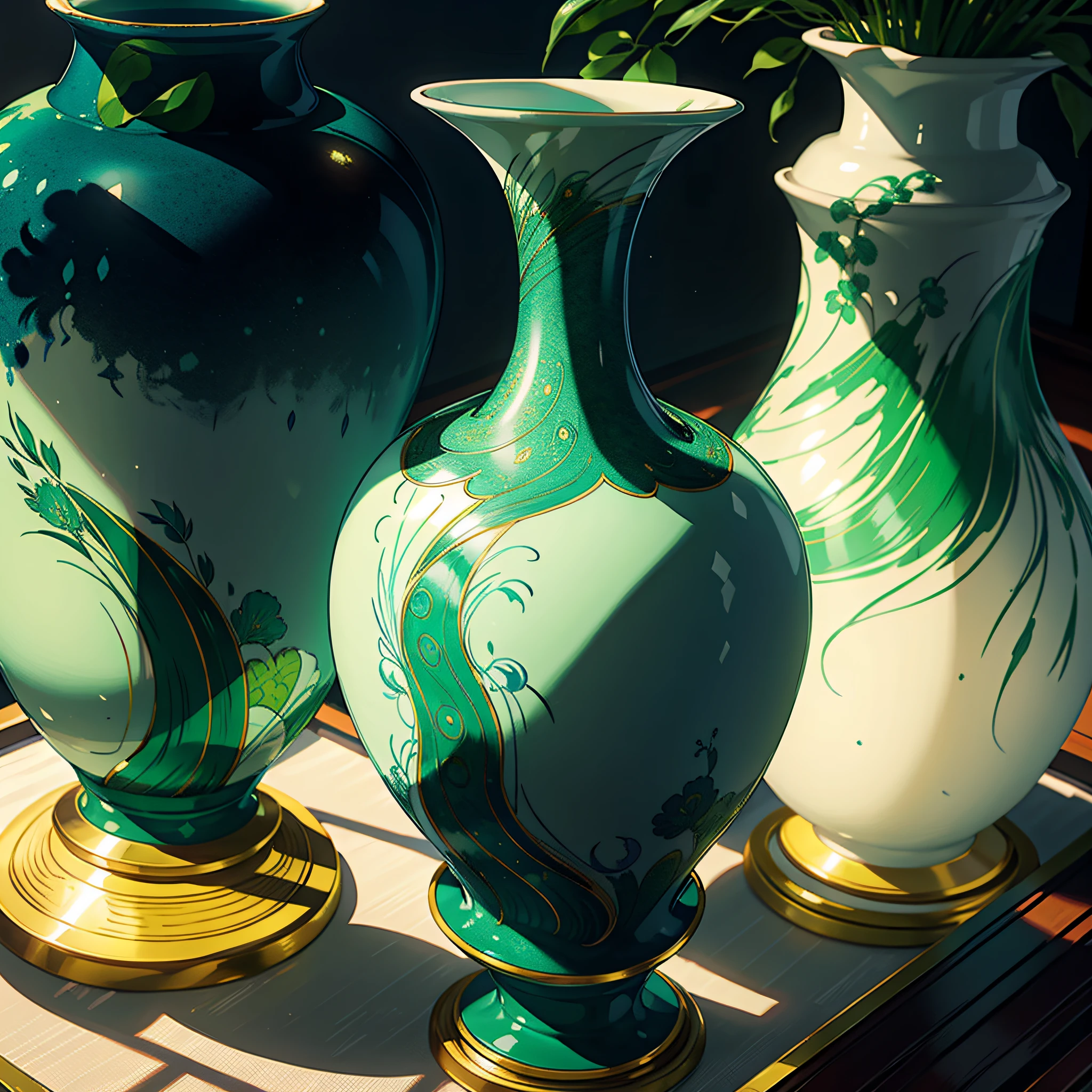 Fahua porcelain vase in peacock green