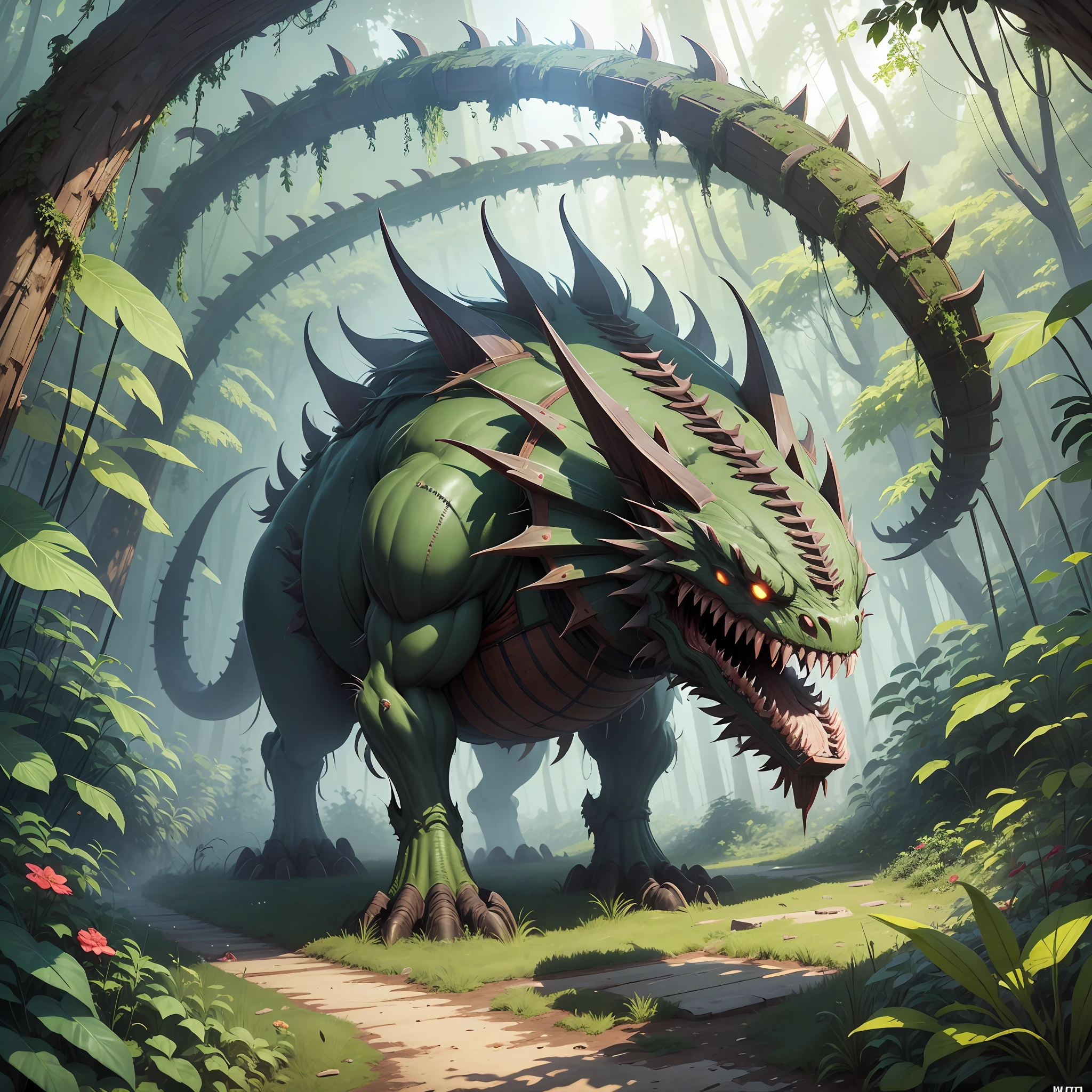 Mukhalovka, mukhalovka plant, mukhalovka in the form of a terrible monster, toothy monster, jungle, scary mukhalovka --auto --s2