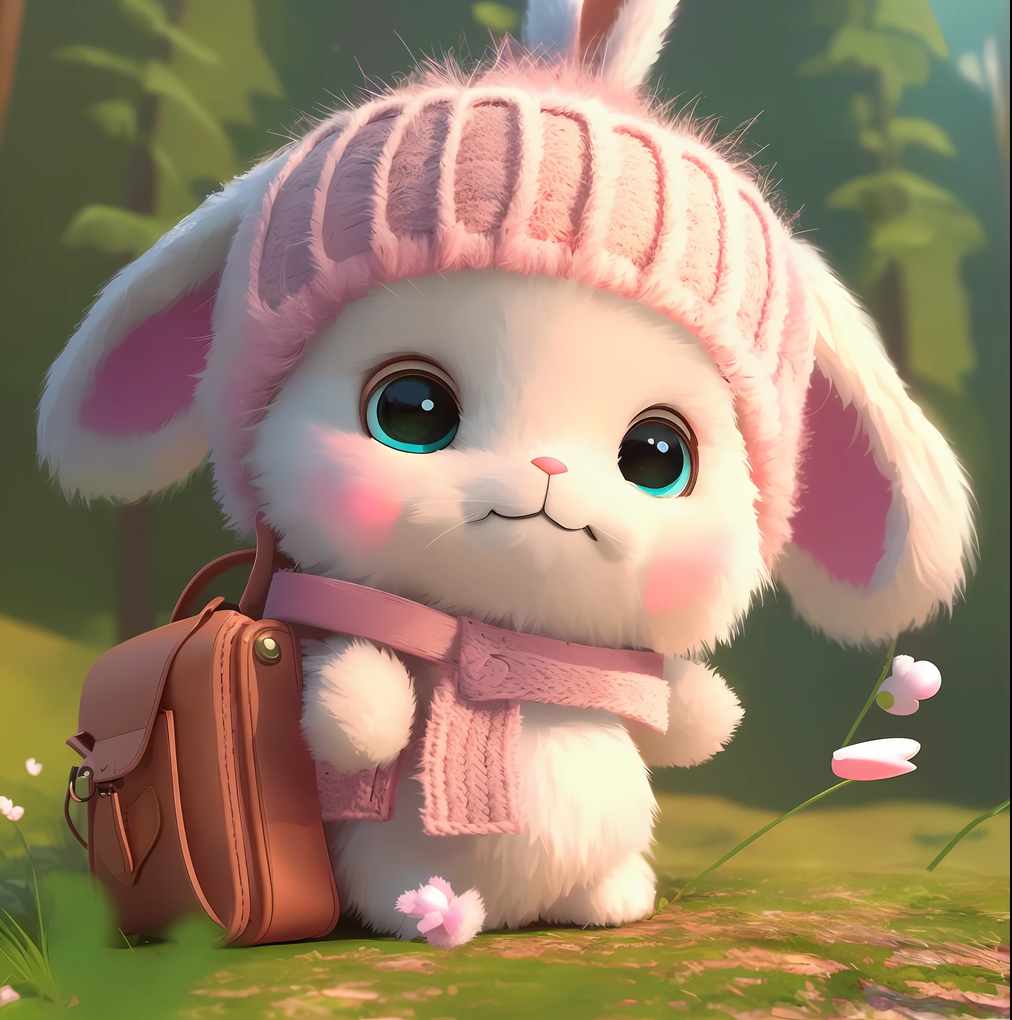 a close up of a cartoon bunny with a handbag and a hat, adorable digital painting, cute digital art, cute anthropomorphic bunny, cute cartoon character, cute detailed digital art, cute character, cute 3 d render, cute adorable, cute and adorable, cute and lovely, adorably cute, cute animal, lovely and cute, cute cartoon, cute forest creature