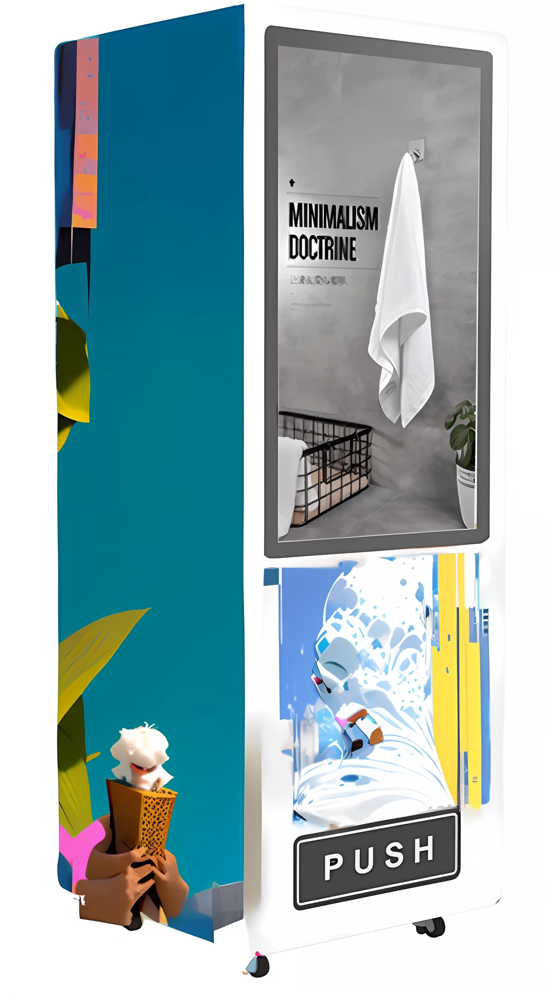 Yellow-blue body, look cool spots, ice cream, popsicles, etc., to have a summer feel , design, poster template on Canva, medium contrast, reading catalog book, book, cover shot, de stijl, display project, advertising, commercialization point