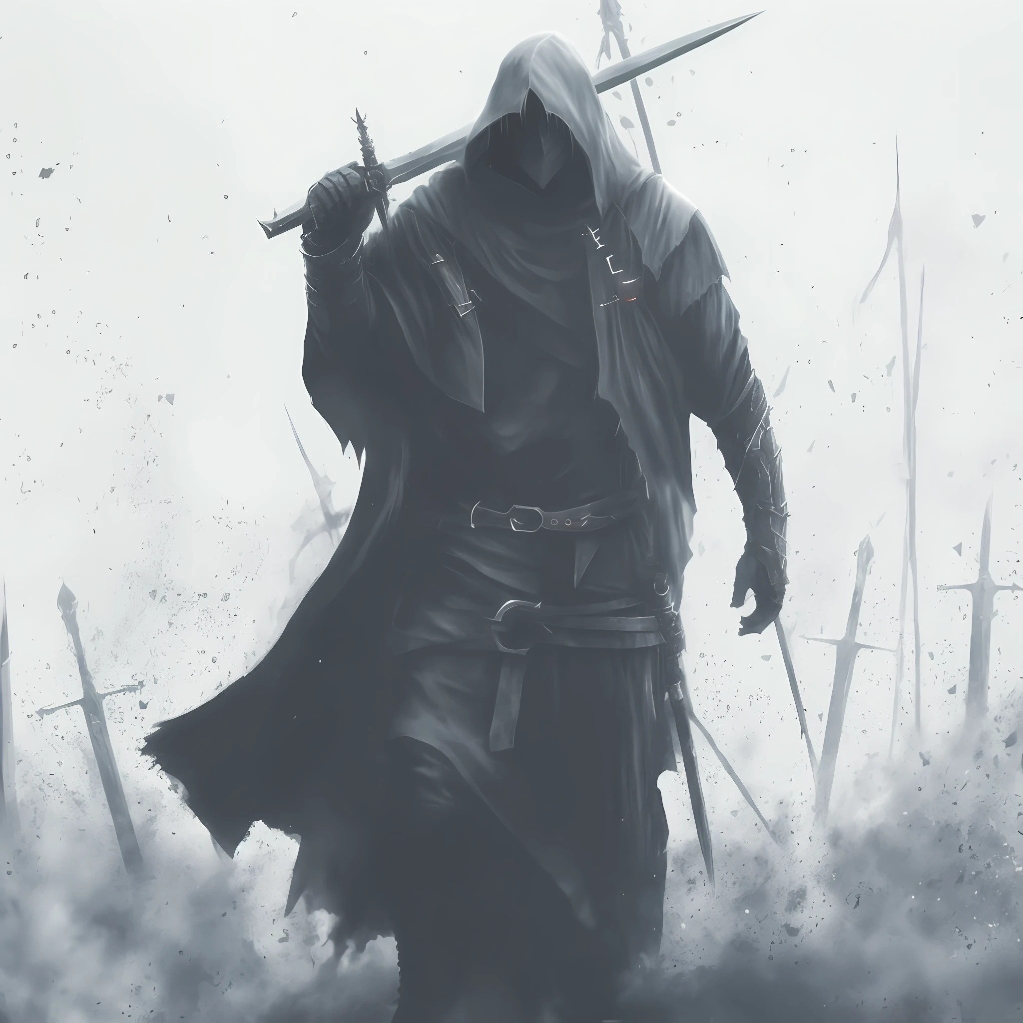 Arafed Man in Hooded Costume, Nazgûl, Assassin, Hooded Killer, Red Glowing Eyes
