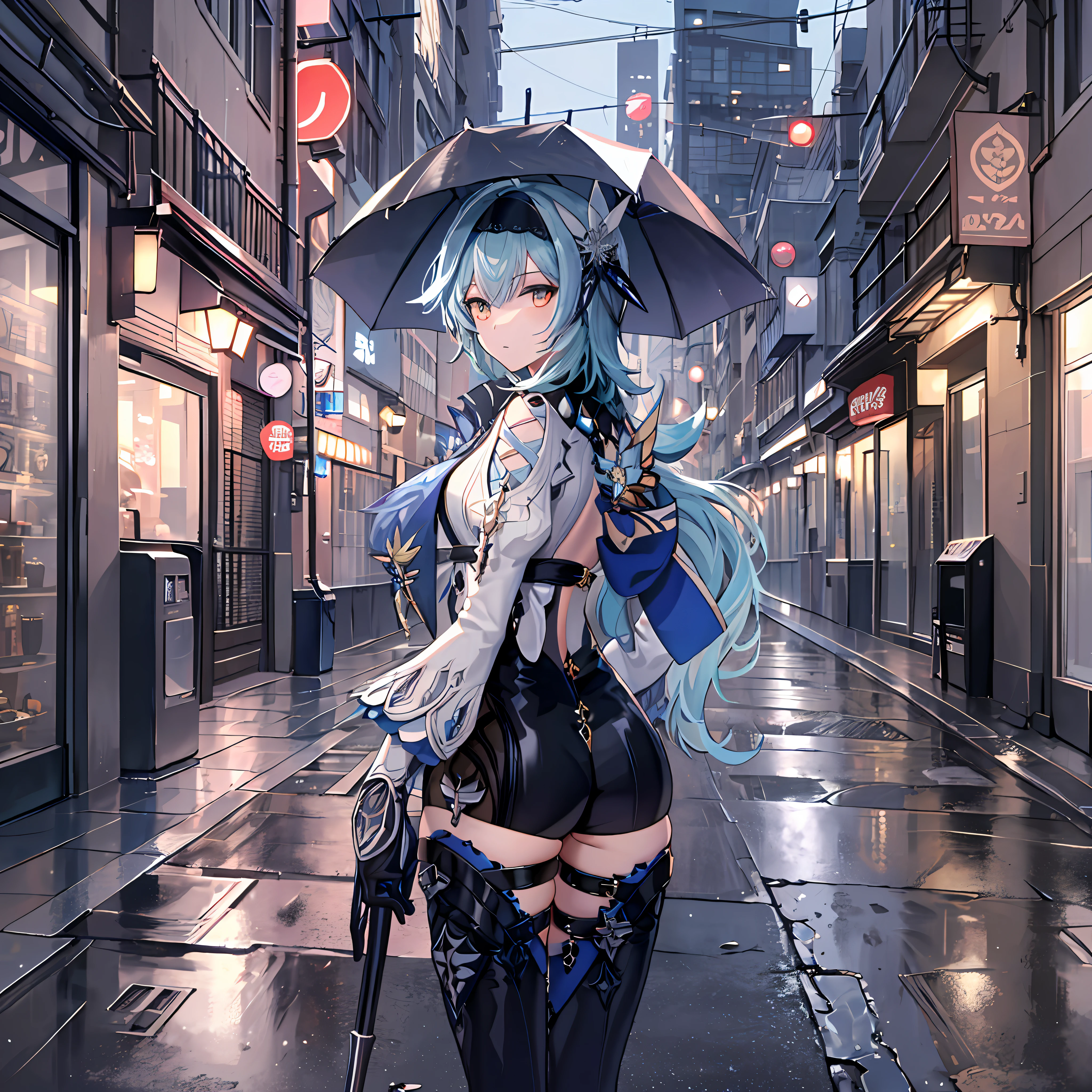 Background, blue hair, black headband