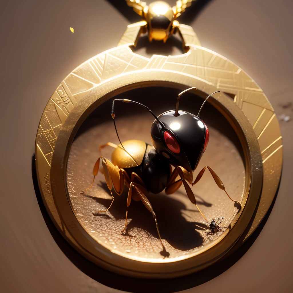 a golden medal with an ant on it --auto --s2