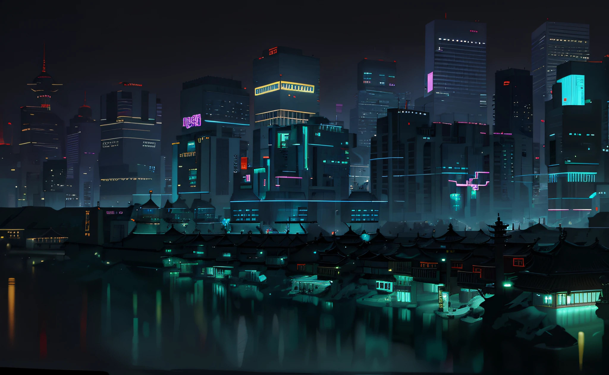 Cyberpunk, Chinese architecture, Chinese temples, Taoist Buddhism