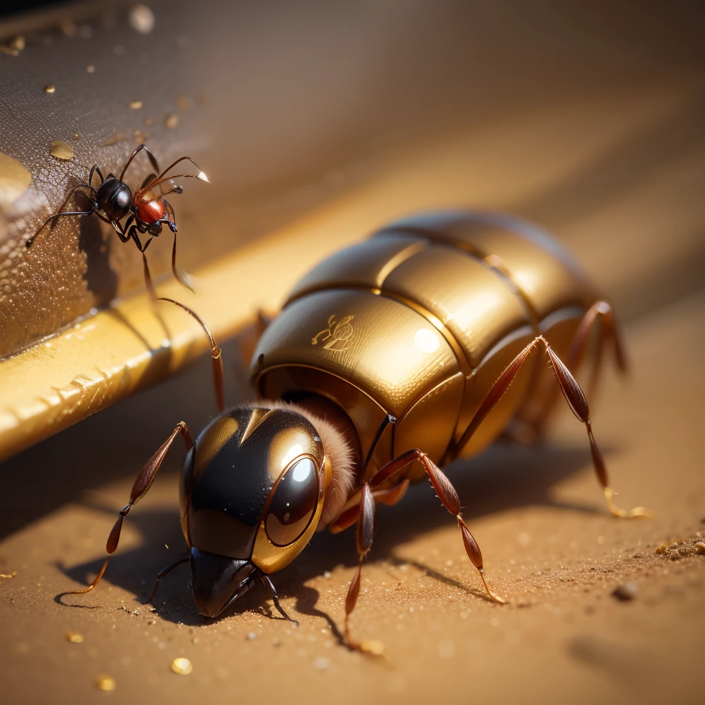 a golden medal with an ant on it --auto --s2