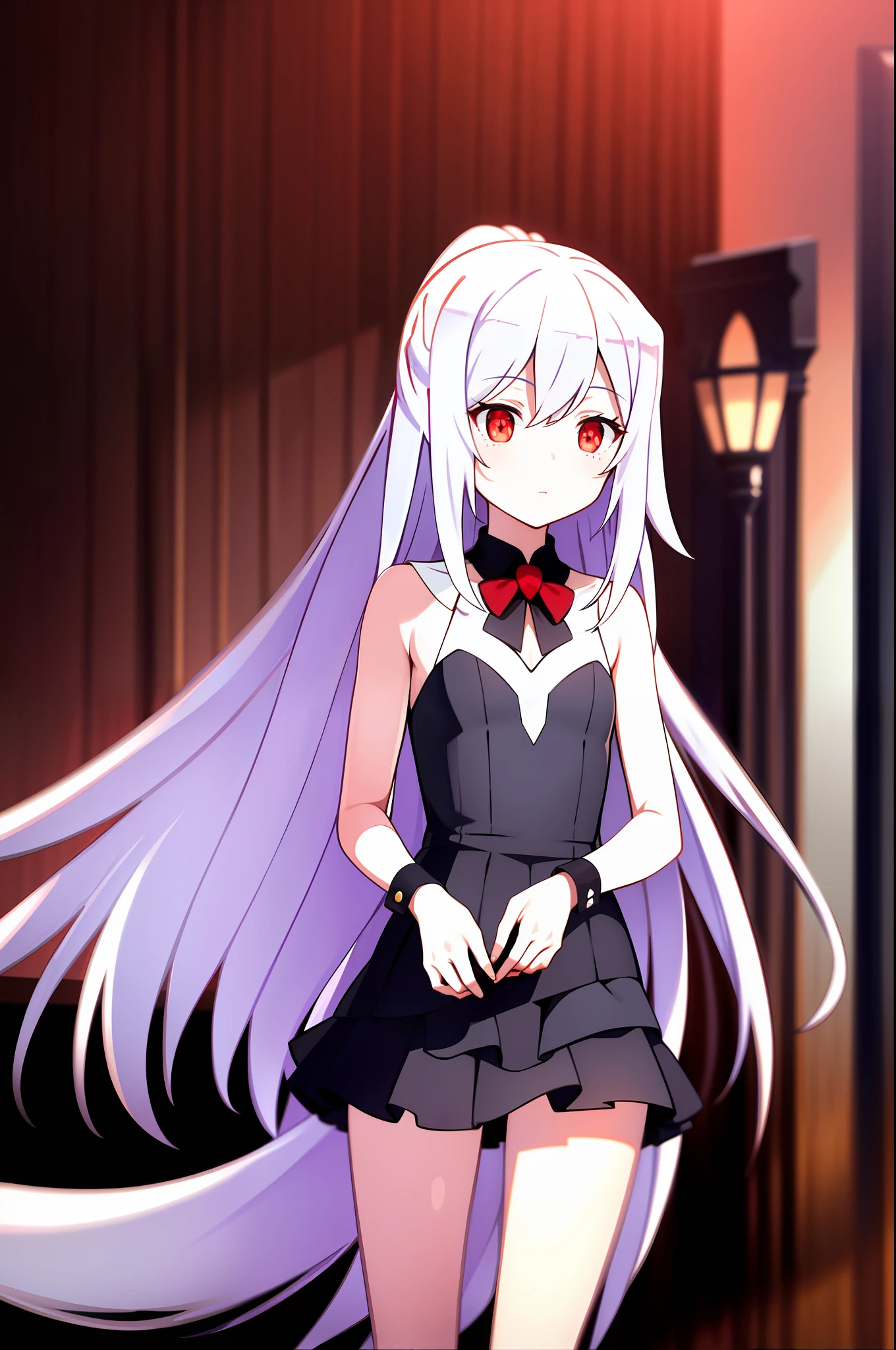 (Masterpiece, Best Quality, High Resolution: 1.2), 1 Girl, Long Hair, Solo, Red Eyes, Ahog, Bunny Girl, White Hair,