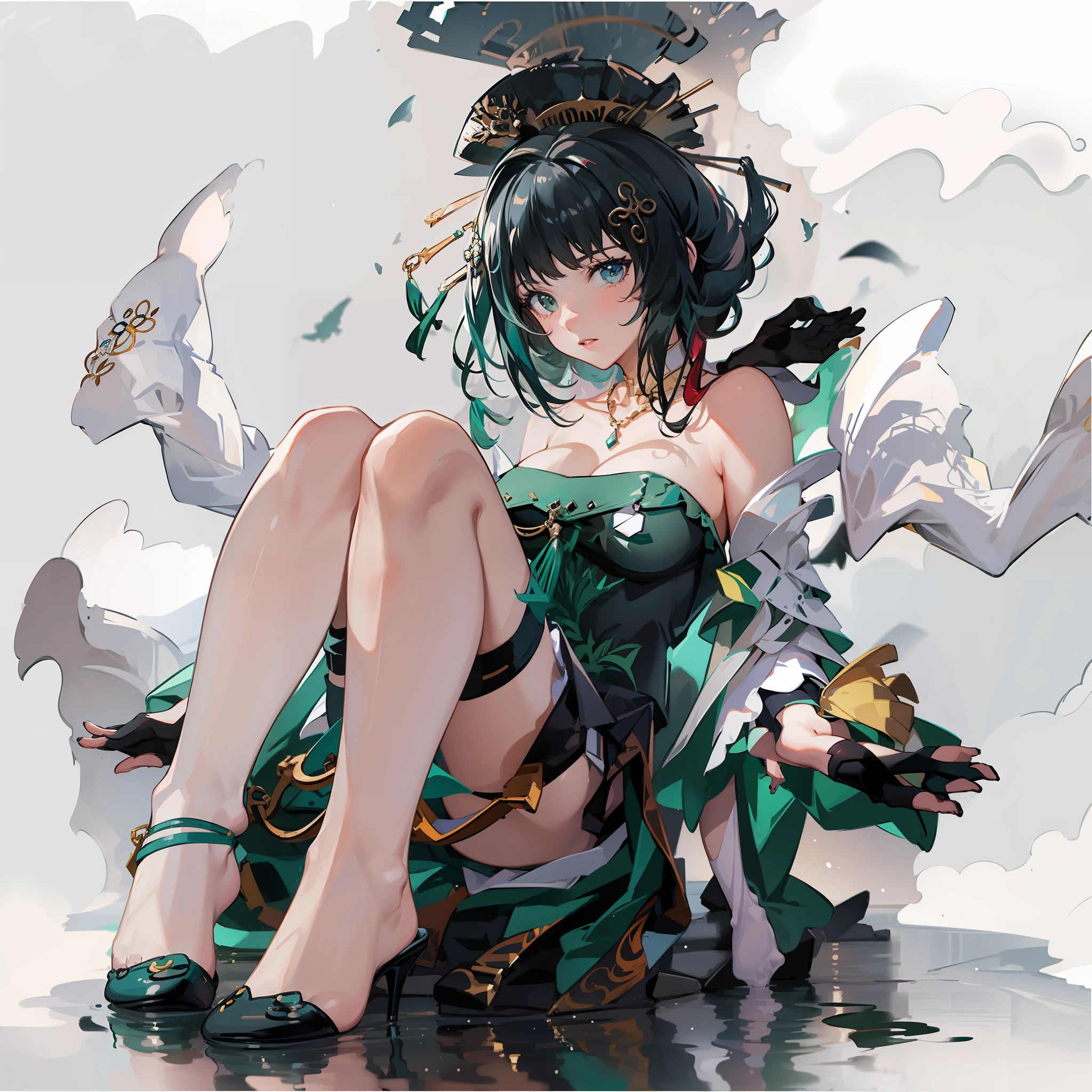 1 girl, full body, beautiful legs, underwater