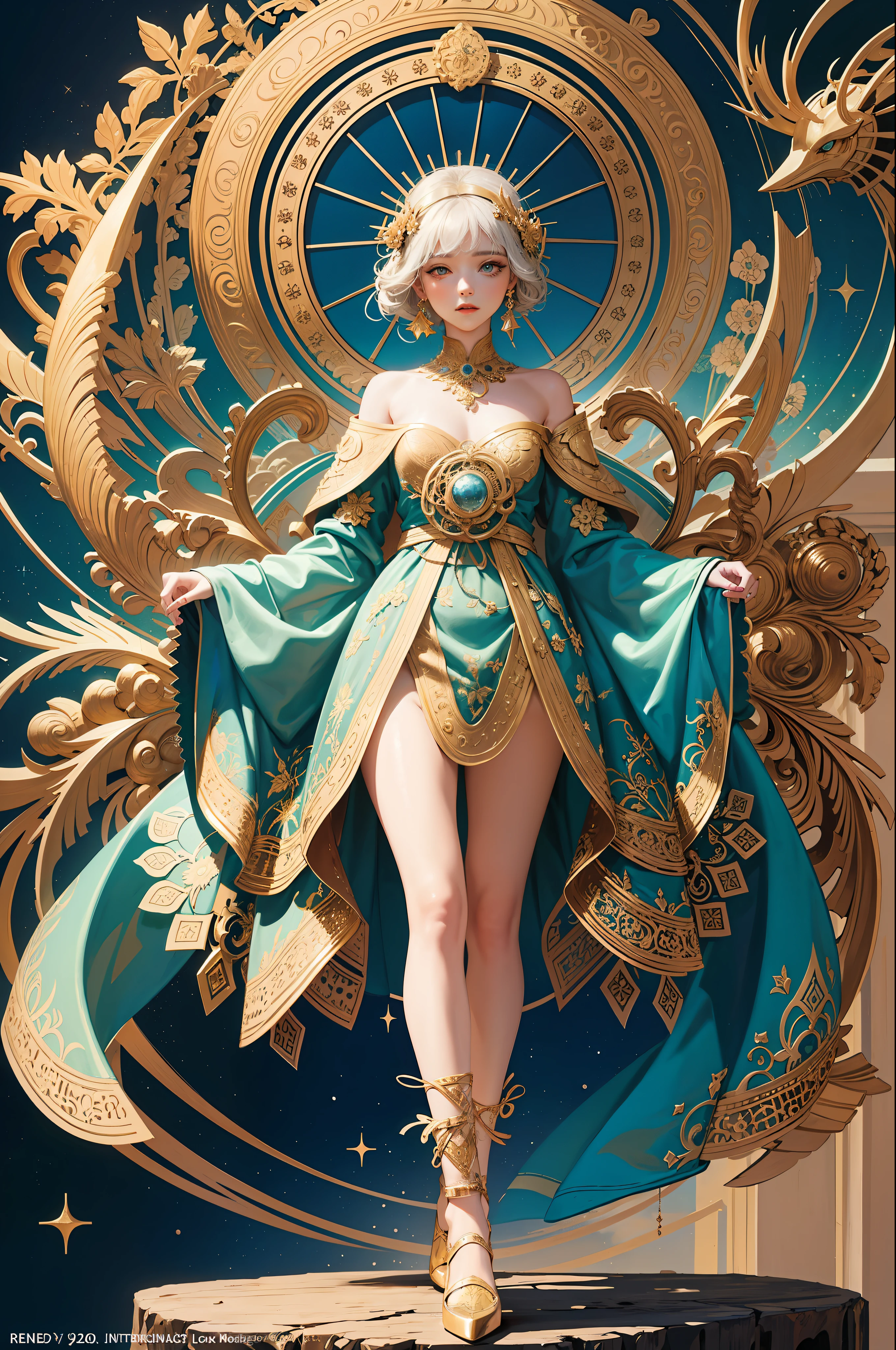 (masterpiece, top quality, best quality, official art, beautiful and aesthetic:1.2), (1girl), extreme detailed,colorful,highest detailed, official art, unity 8k wallpaper, ultra detailed, beautiful and aesthetic, beautiful, masterpiece, best quality, (zentangle, mandala, tangle, entangle) ,holy light,gold foil,gold leaf art,glitter drawing, PerfectNwsjMajic