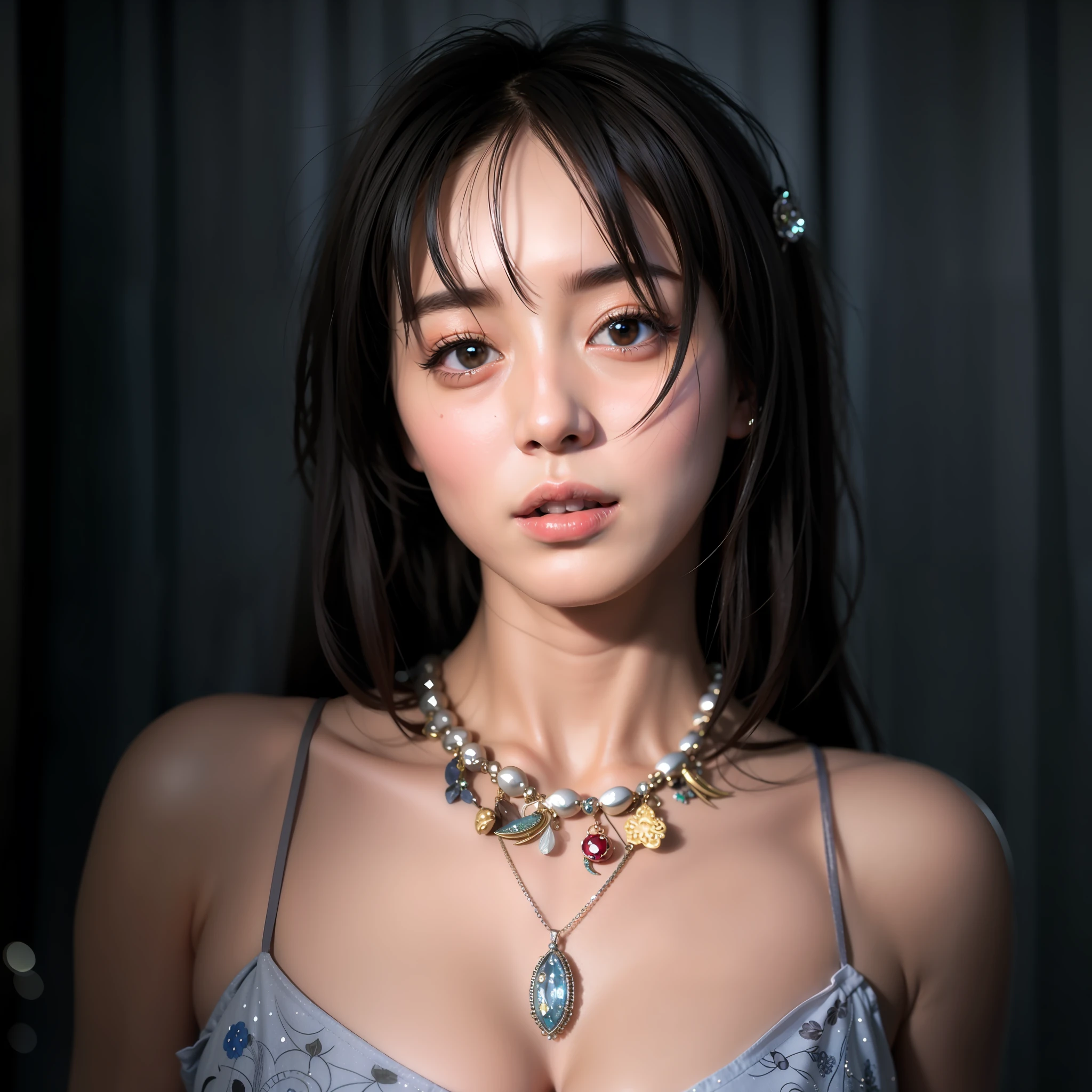 There is a woman wearing a necklace and a necklace with a pendant, Di Li Gerba, Zhao Liying, portrait of a Chinese female idol,