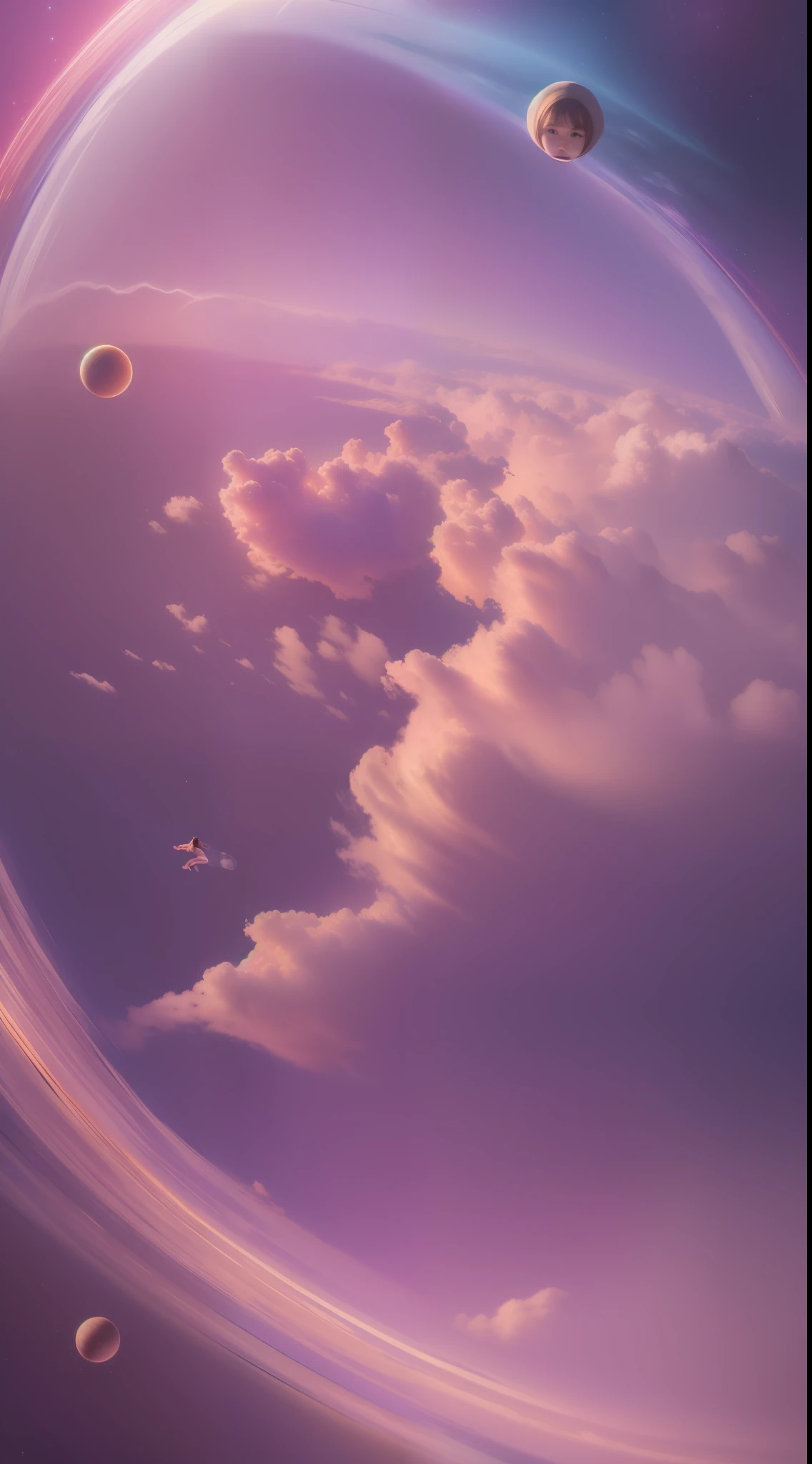 absurd res, high res, (masterpiece:1.4), ultra-detailed, 1girl, from above, space, floating