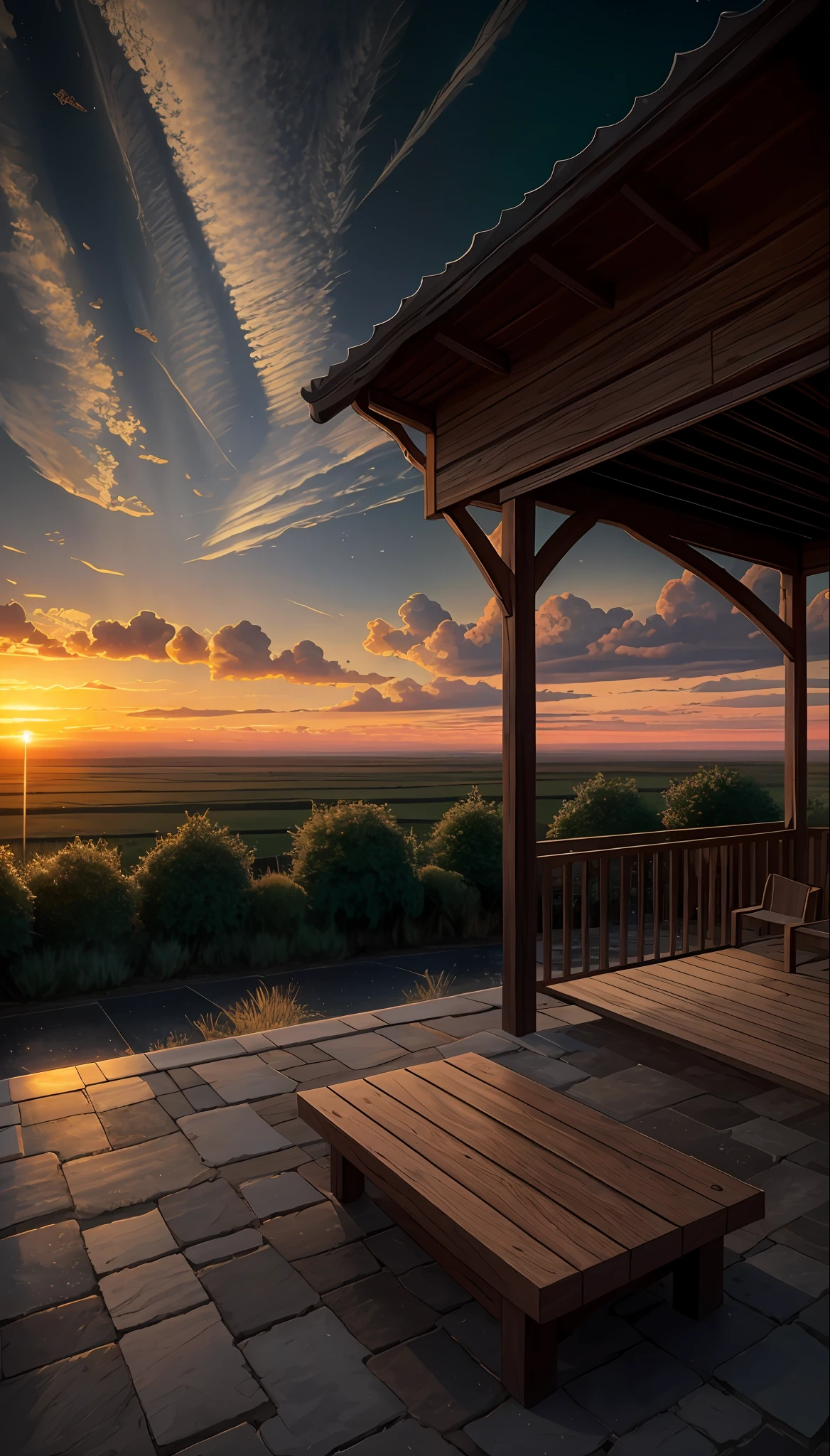 highres, imagination, (realistic), clear skies, composition, sunset, (hdr:1.5), outdoors, intricate details,