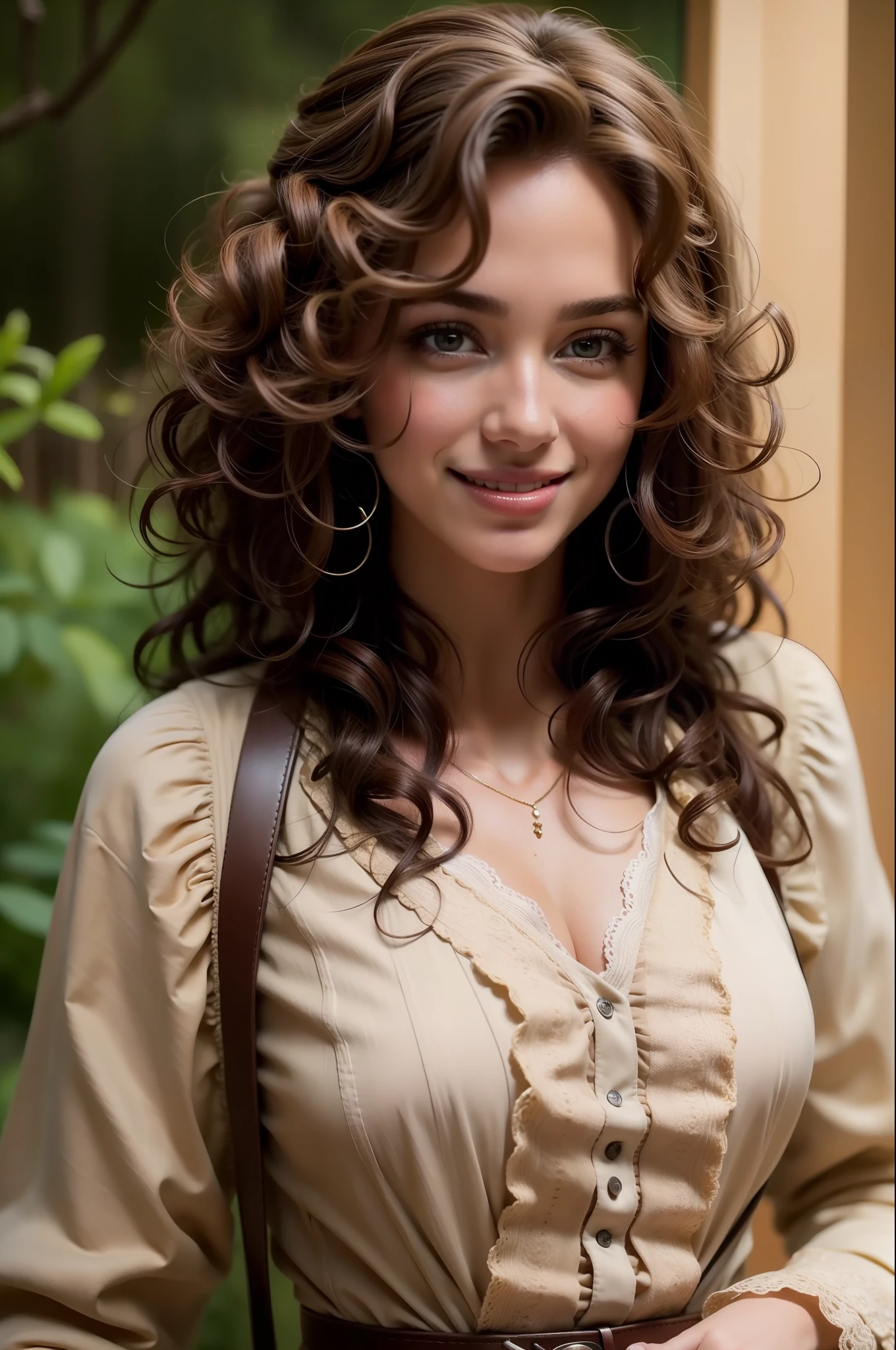 Curly-haired woman, smiling, Preferably a high-resolution image that captures the intricate details of the scene.
realistic, better quality, photo-realistic
8k, best quality, masterpiece, realistic, photo-realistic