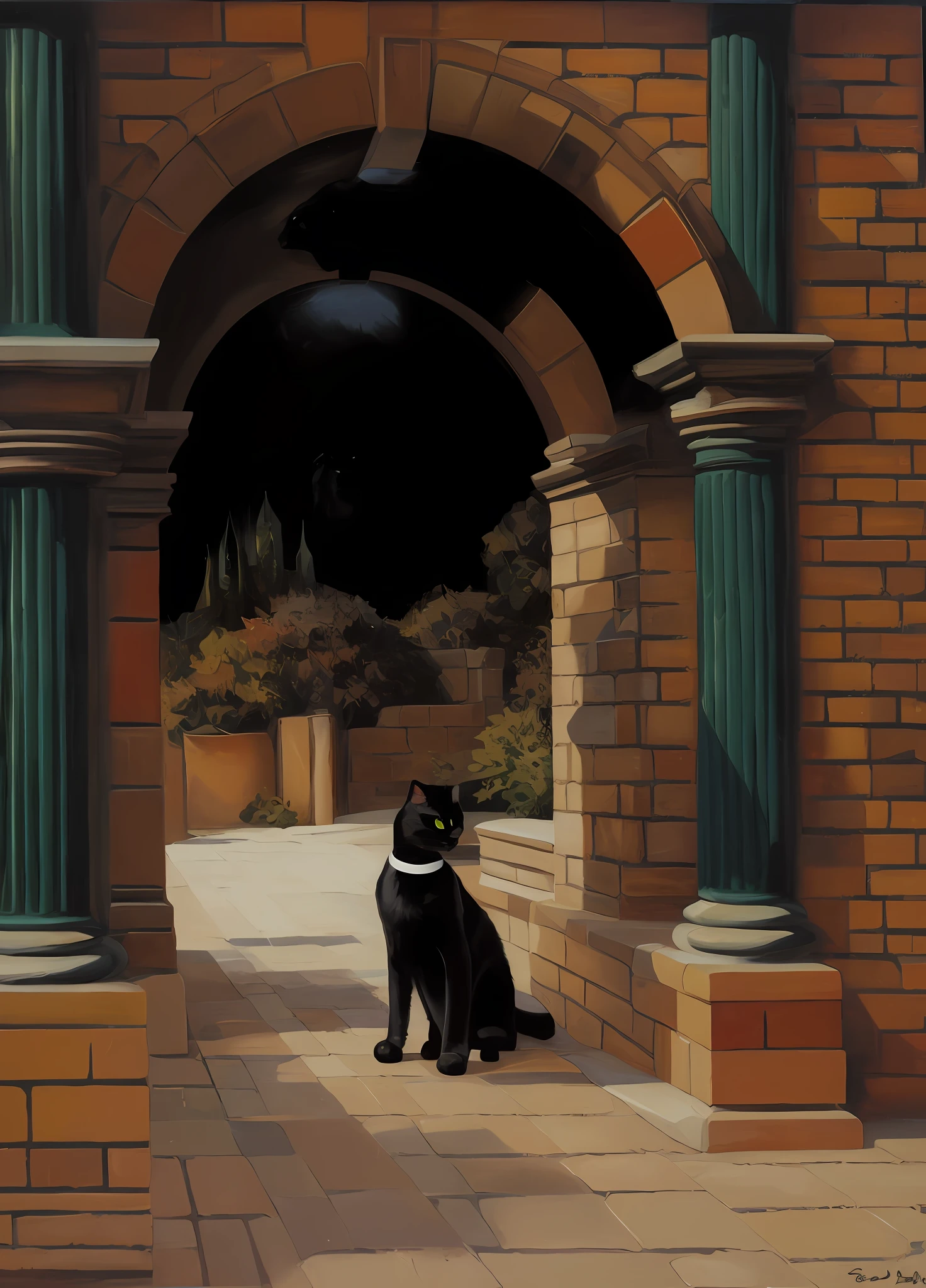 Just optimize the face of this black cat, oil painting texture, Edward Hope style