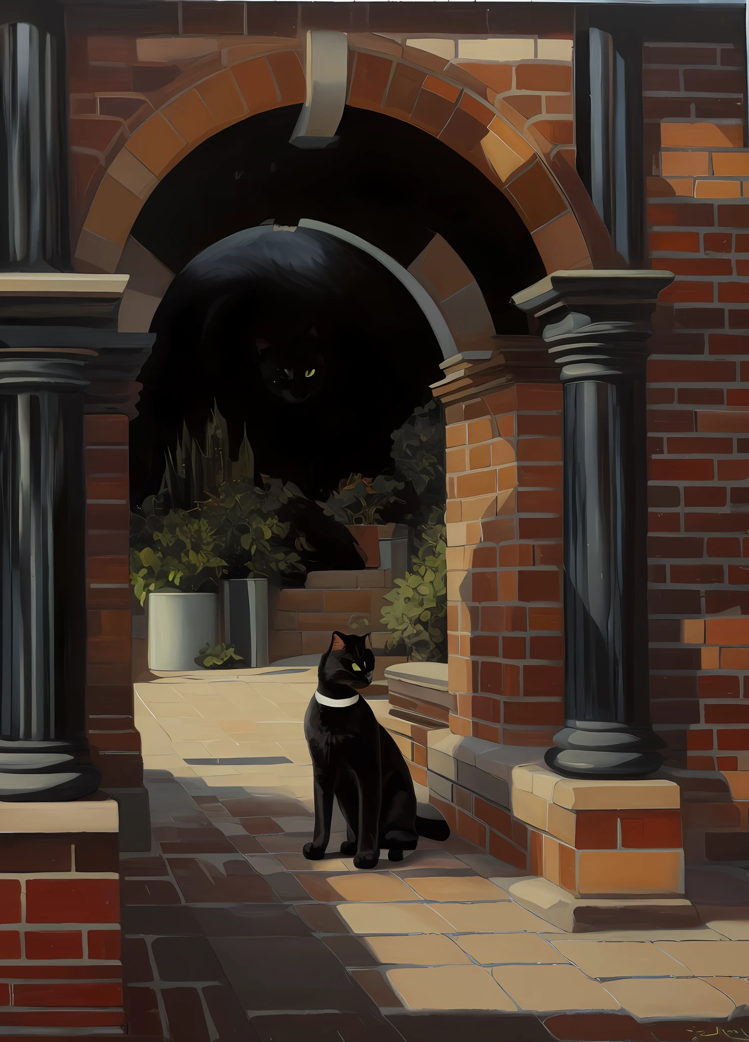 Just optimize the face of this black cat, oil painting texture, Edward Hope style
