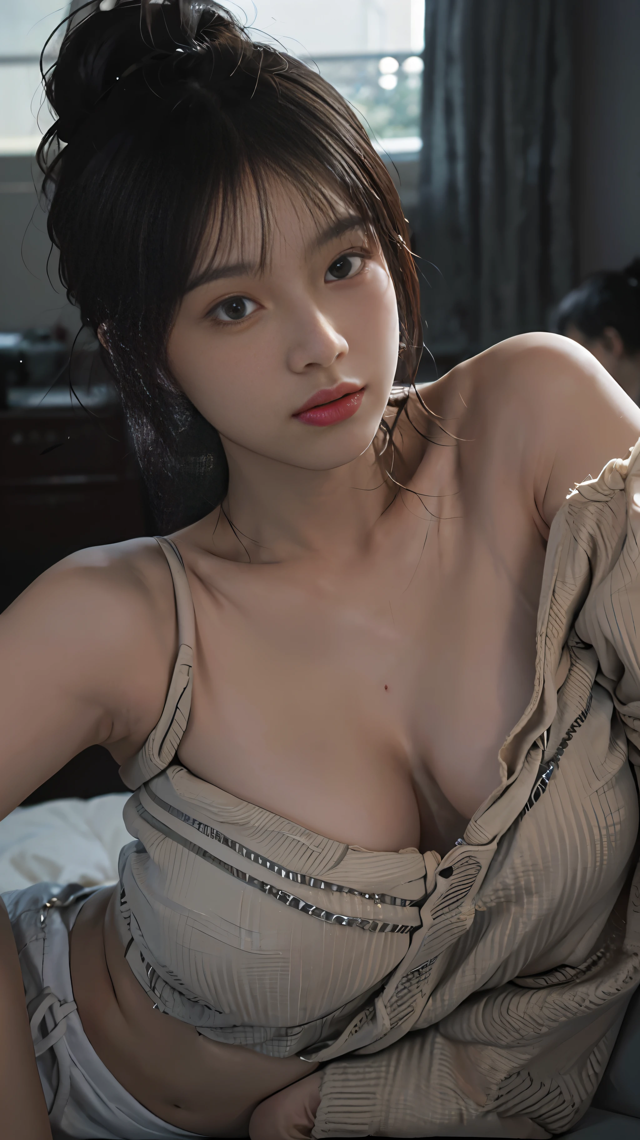 8K, Best Quality, Masterpiece, Ultra High Resolution, (Realism: 1.4), Original Photo, (True Skin Texture: 1.3), (Film Grain: 1.3), (Other Angle), Wide Angle Lens, 1 Girl, Beautiful Eyes and Face Details, Masterpiece, Best Quality, Close Up, Full Body, Look at the Viewer