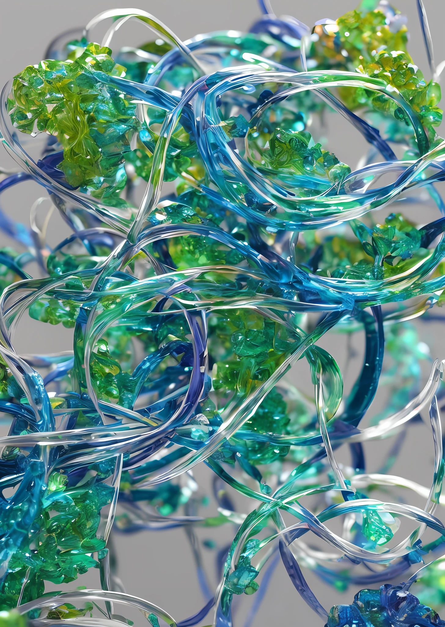 abstractcrl, abstract figures, liquid, centralized, abstract 3d worms, rendering, extra detailed 5'→3' DNA