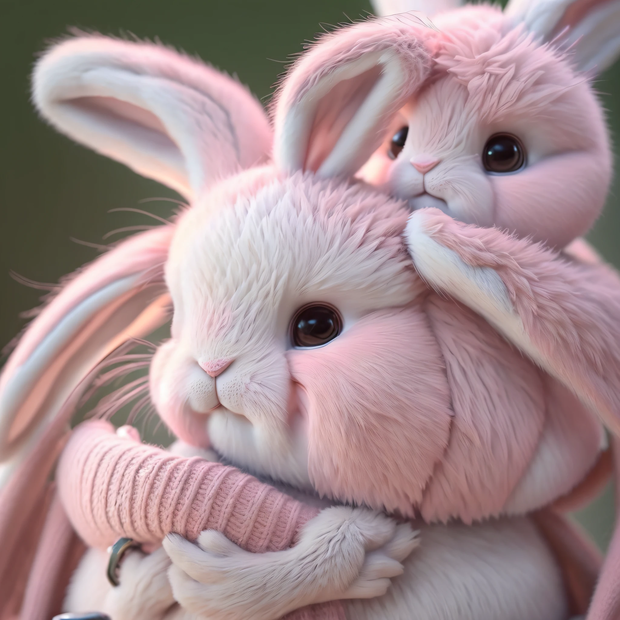 there is a rabbit that is sitting next to a pink egg, easter, cute anthropomorphic bunny, bunny, rabbit_bunny, rabbit, closeup portrait, electrixbunny, the bunny has pink fur, 2023 4k, closeup of an adorable, anthropomorphic rabbit, holding easter eggs, closeup portrait shot, half bunny, animal --auto --s2